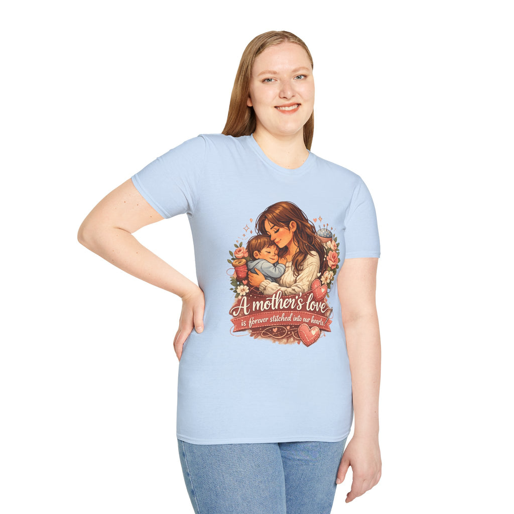 Mother's Love T-Shirt — "A mother's love is forever stitched into our hearts" Floral Mom & Baby Tee for Mother's Day