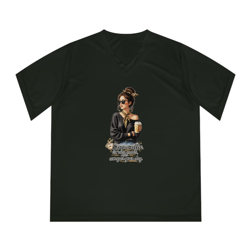 Coffee Queen V-Neck Tee – Sip Your Coffee, Fix Your Crown Motivational Shirt