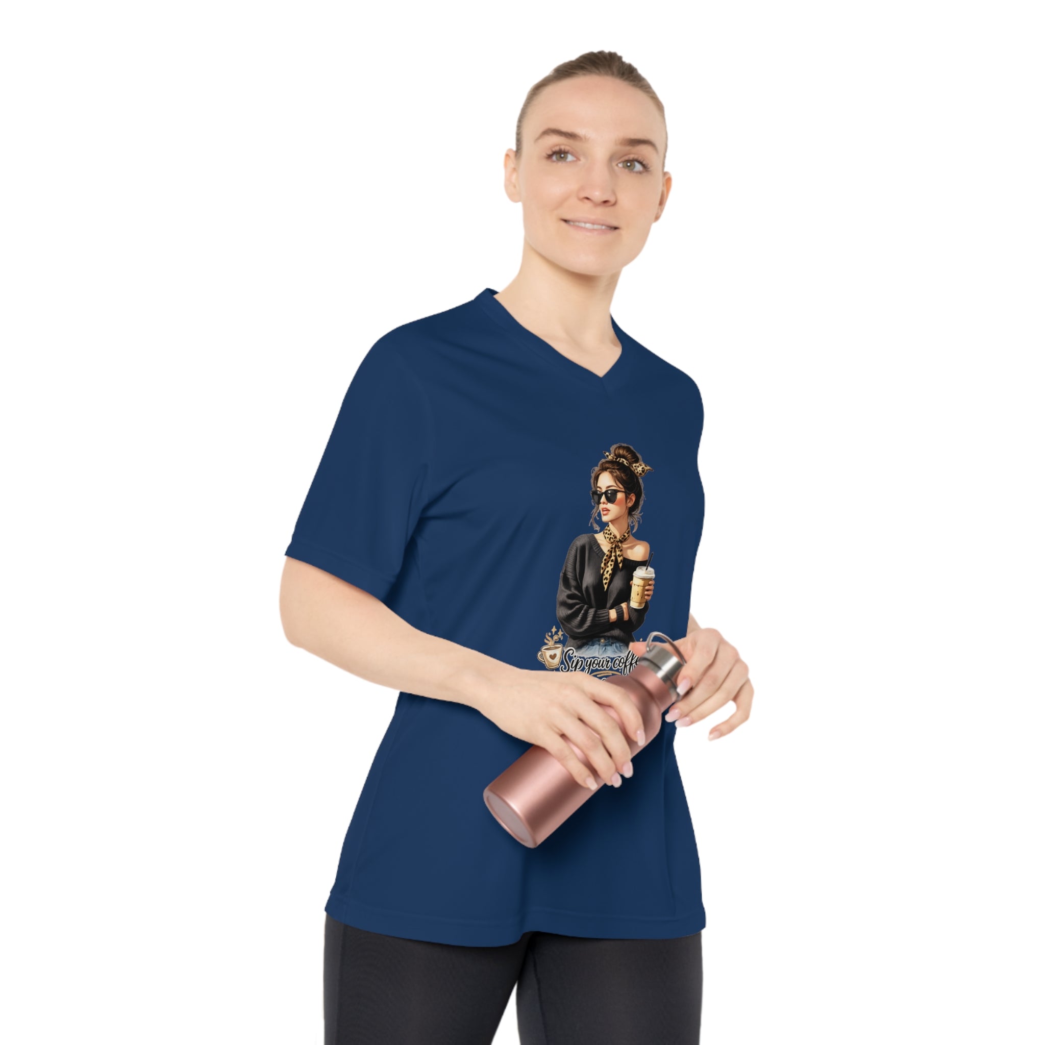 Coffee Queen V-Neck Tee – Sip Your Coffee, Fix Your Crown Motivational Shirt