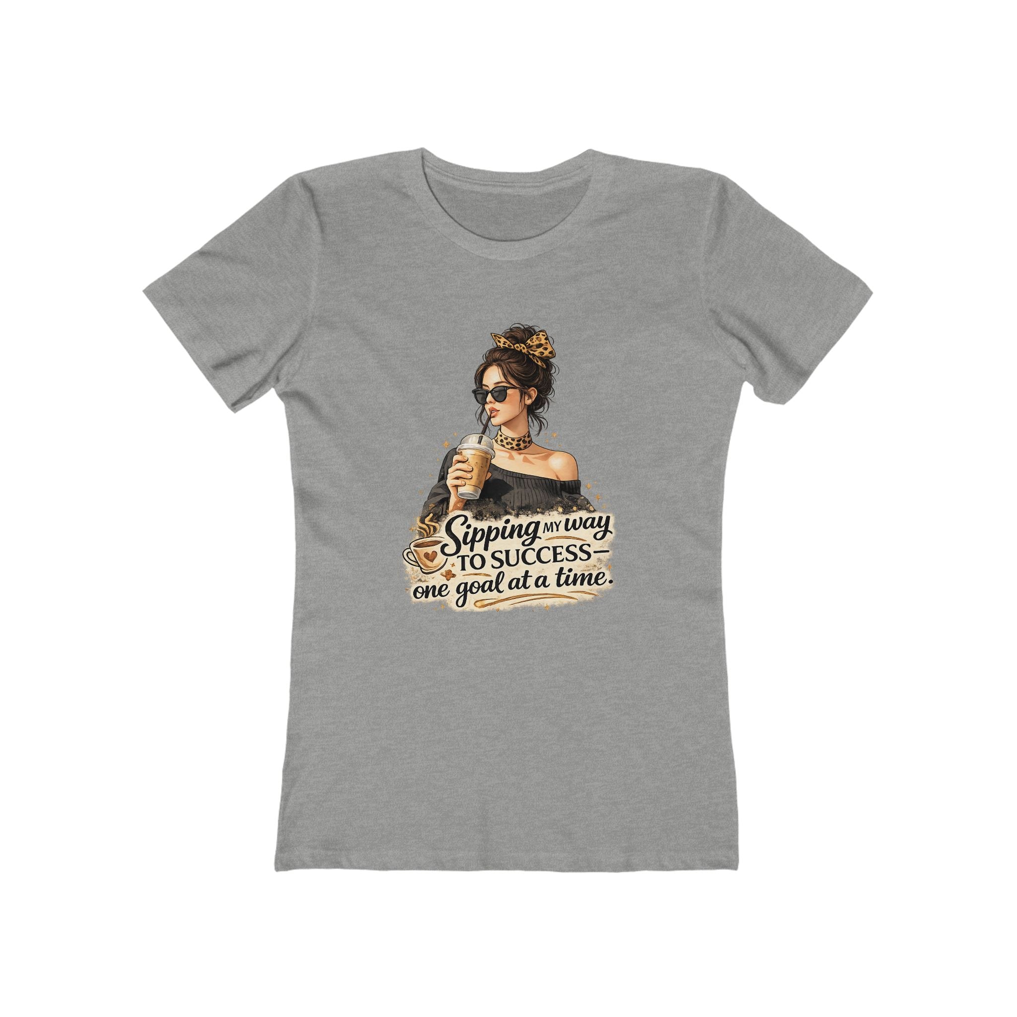 Sipping My Way to Success Women’s Tee — 'One Goal at a Time' Coffee Graphic
