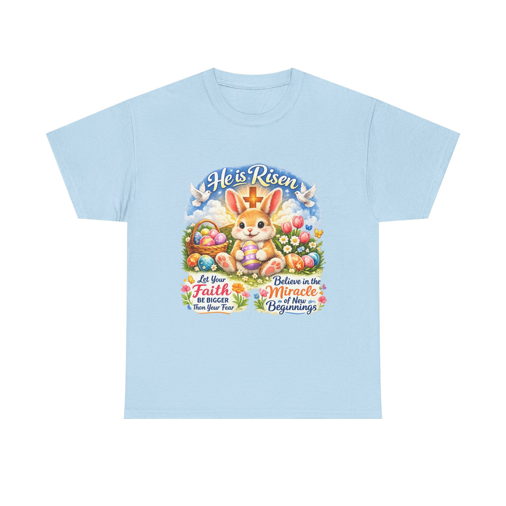 Easter Bunny 'He’s Risen' Graphic Tee — Faith & Miracle Spring T-Shirt