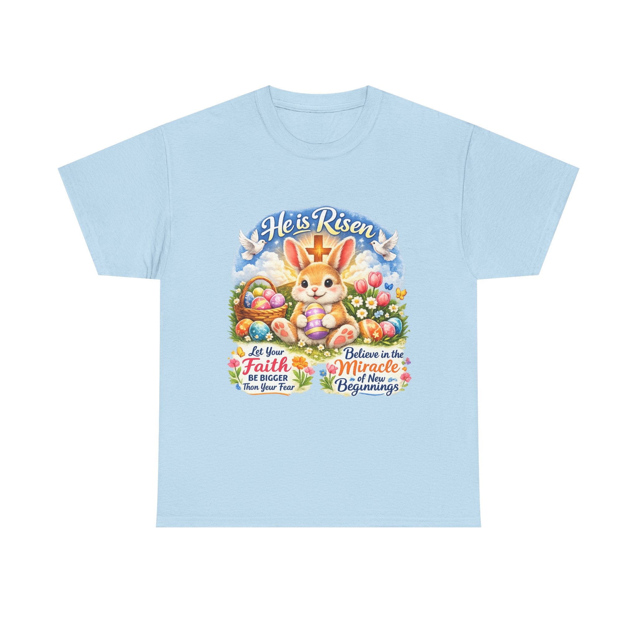 Easter Bunny 'He’s Risen' Graphic Tee — Faith & Miracle Spring T-Shirt