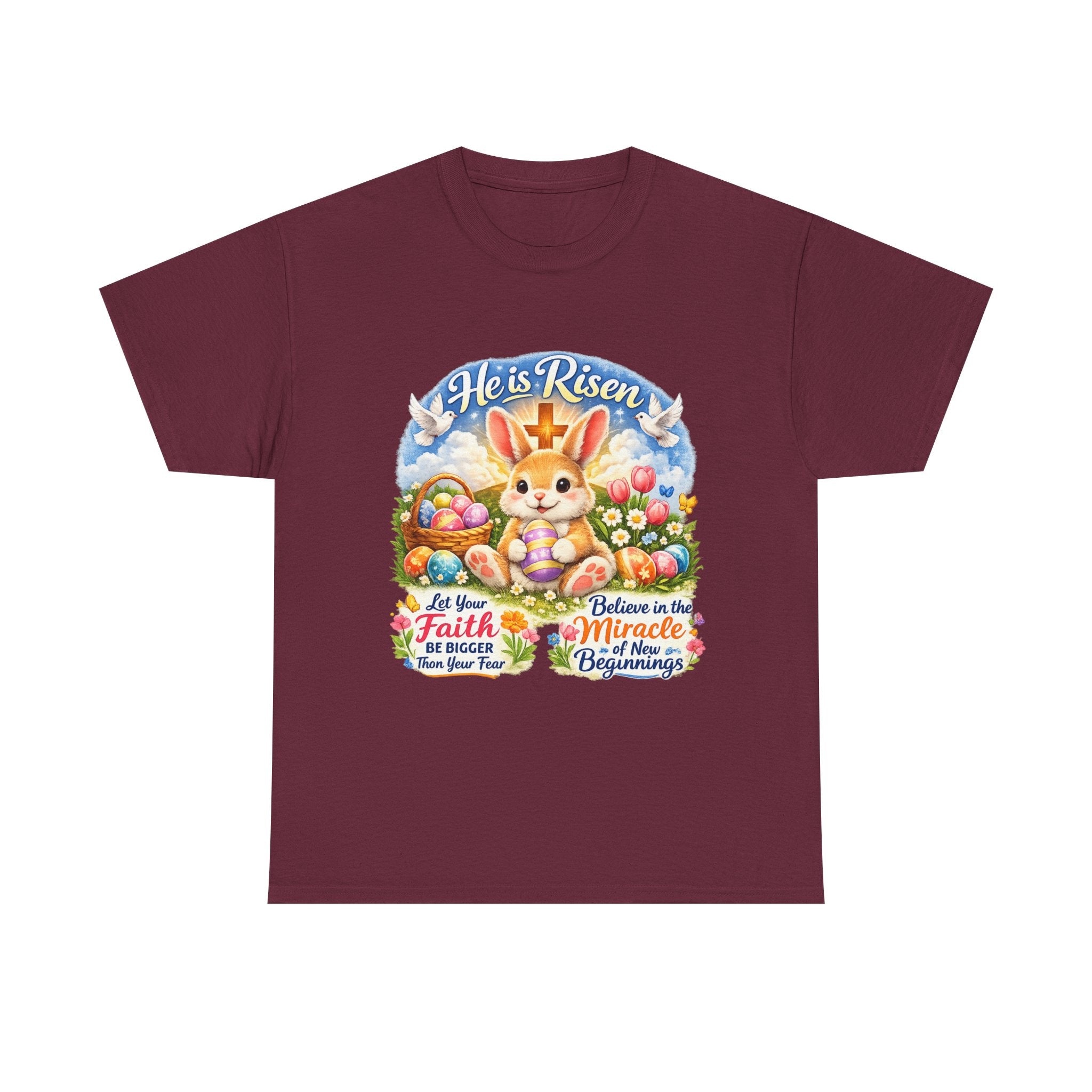 Easter Bunny 'He’s Risen' Graphic Tee — Faith & Miracle Spring T-Shirt