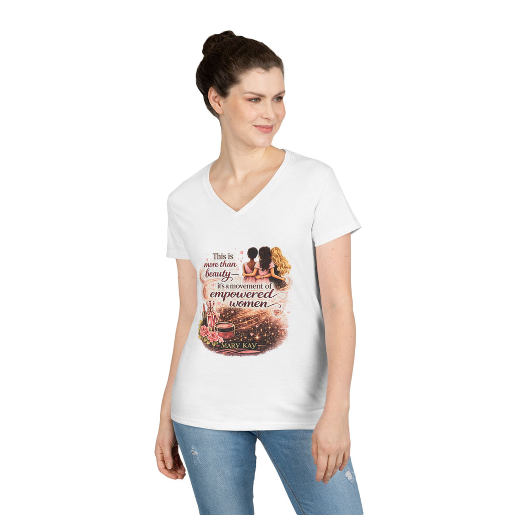 Empowered Women V-Neck Tee — "Beauty Is a Movement of Empowered Women" Inspirational T-Shirt
