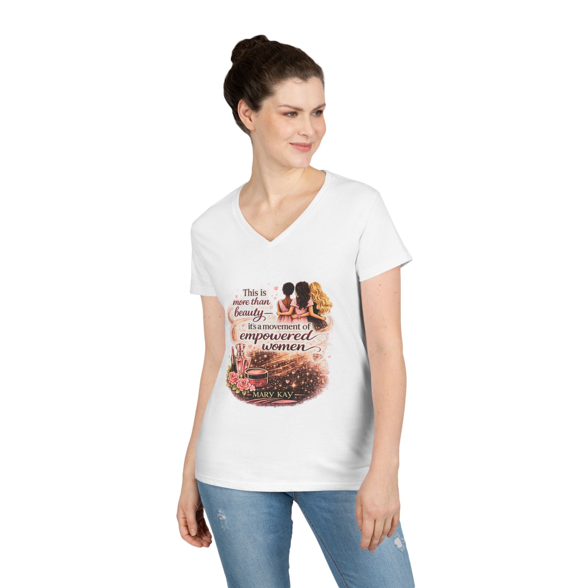 Empowered Women V-Neck Tee — "Beauty Is a Movement of Empowered Women" Inspirational T-Shirt