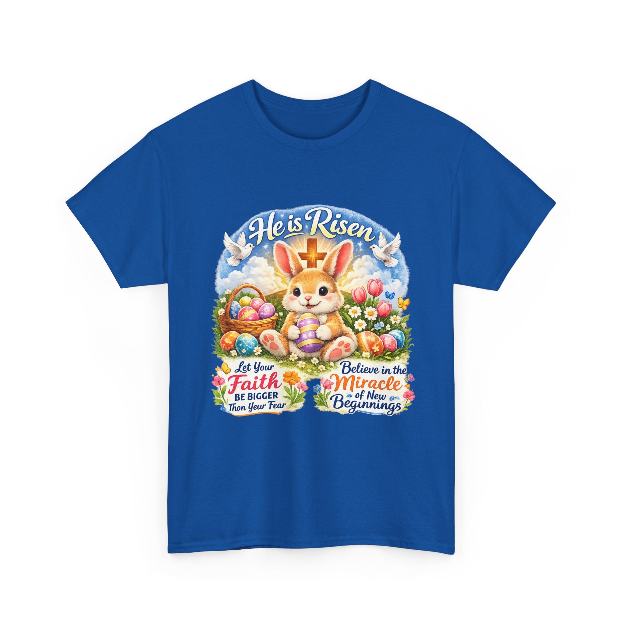 Easter Bunny 'He’s Risen' Graphic Tee — Faith & Miracle Spring T-Shirt