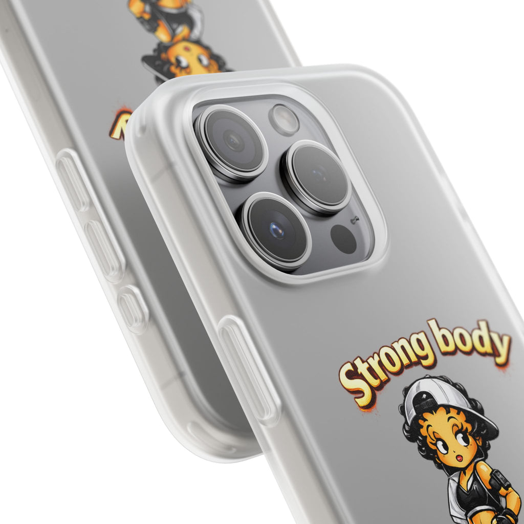 Phone Case — “Strong body, unstoppable mindset” Fitness Cartoon Protective Flexi Case