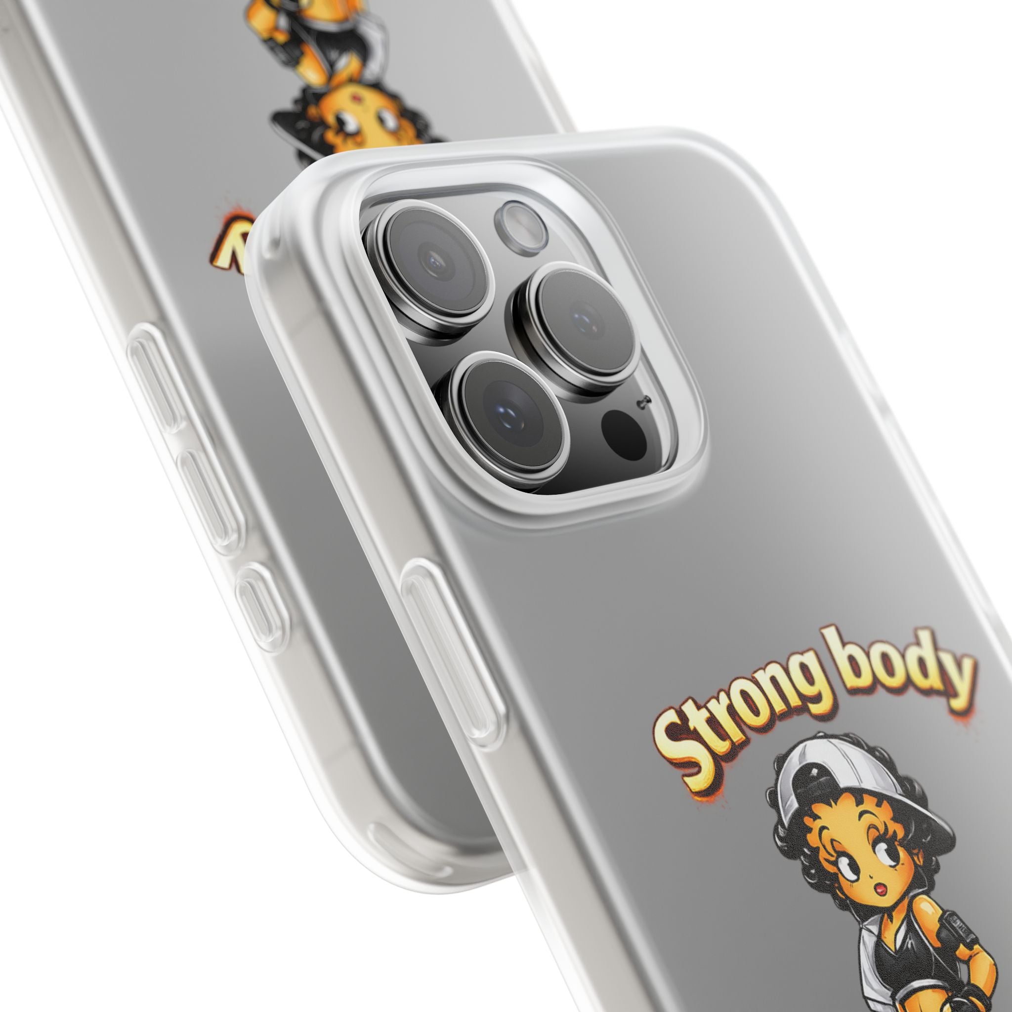Phone Case — “Strong body, unstoppable mindset” Fitness Cartoon Protective Flexi Case