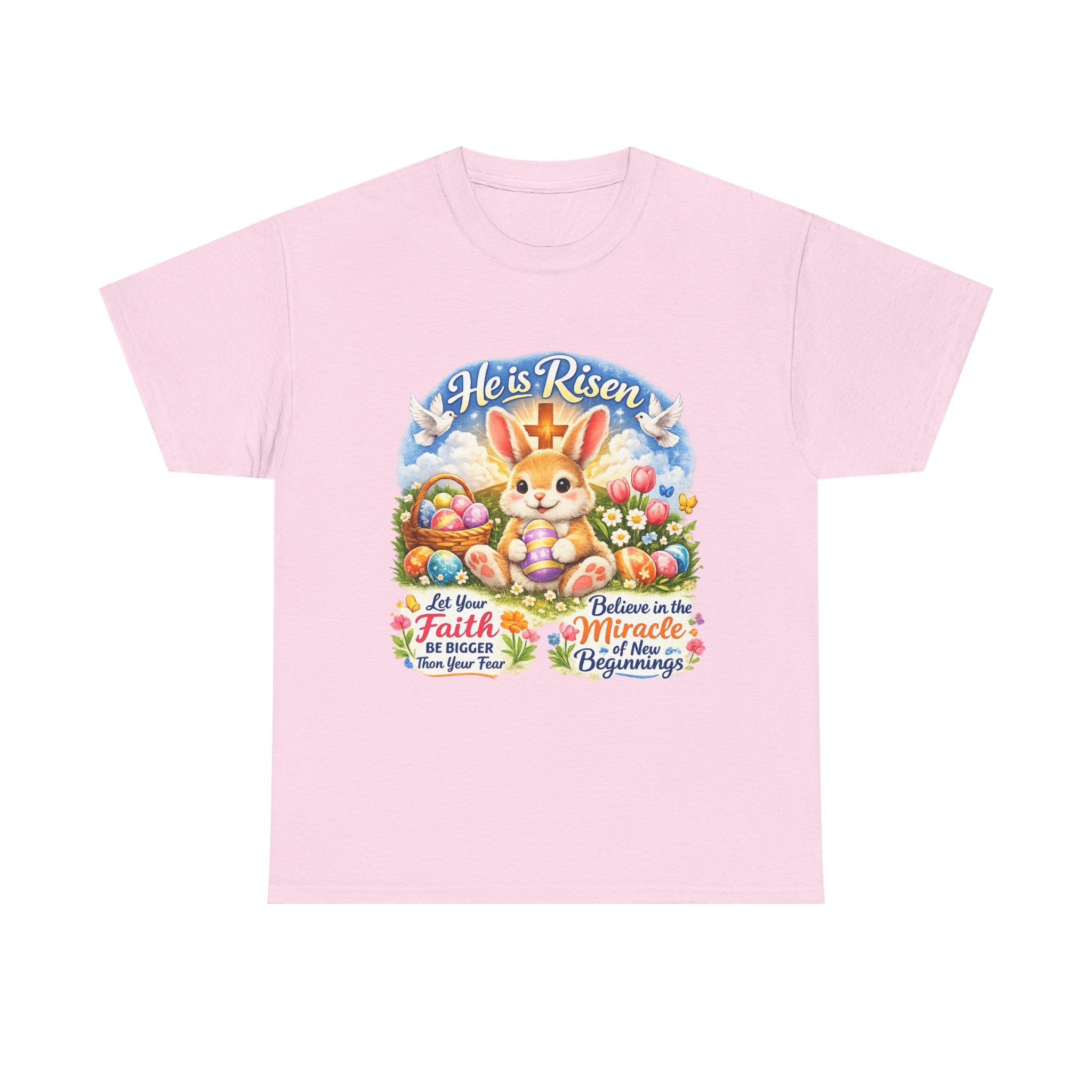 Easter Bunny 'He’s Risen' Graphic Tee — Faith & Miracle Spring T-Shirt