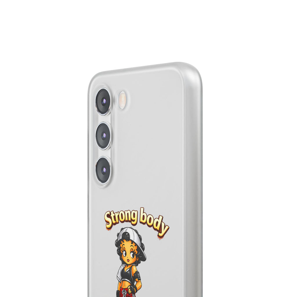 Phone Case — “Strong body, unstoppable mindset” Fitness Cartoon Protective Flexi Case