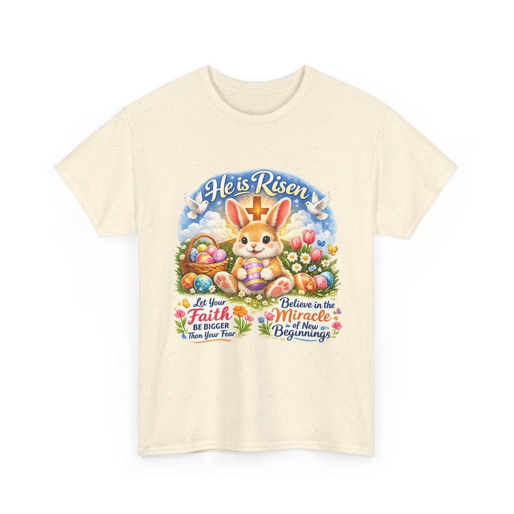 Easter Bunny 'He’s Risen' Graphic Tee — Faith & Miracle Spring T-Shirt