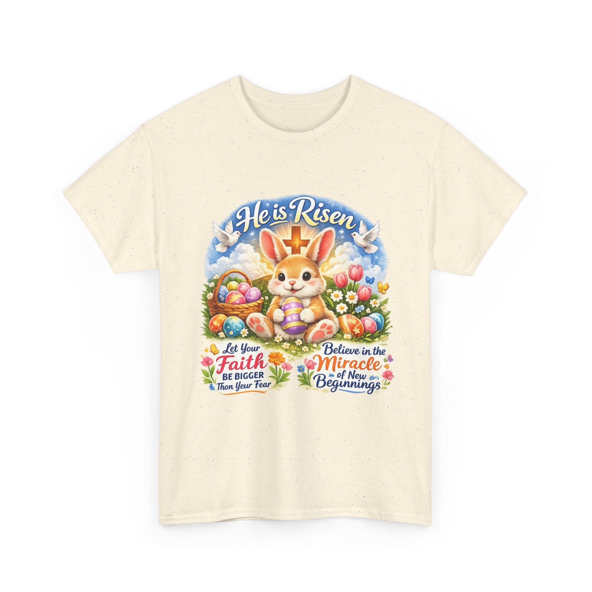 Easter Bunny 'He’s Risen' Graphic Tee — Faith & Miracle Spring T-Shirt
