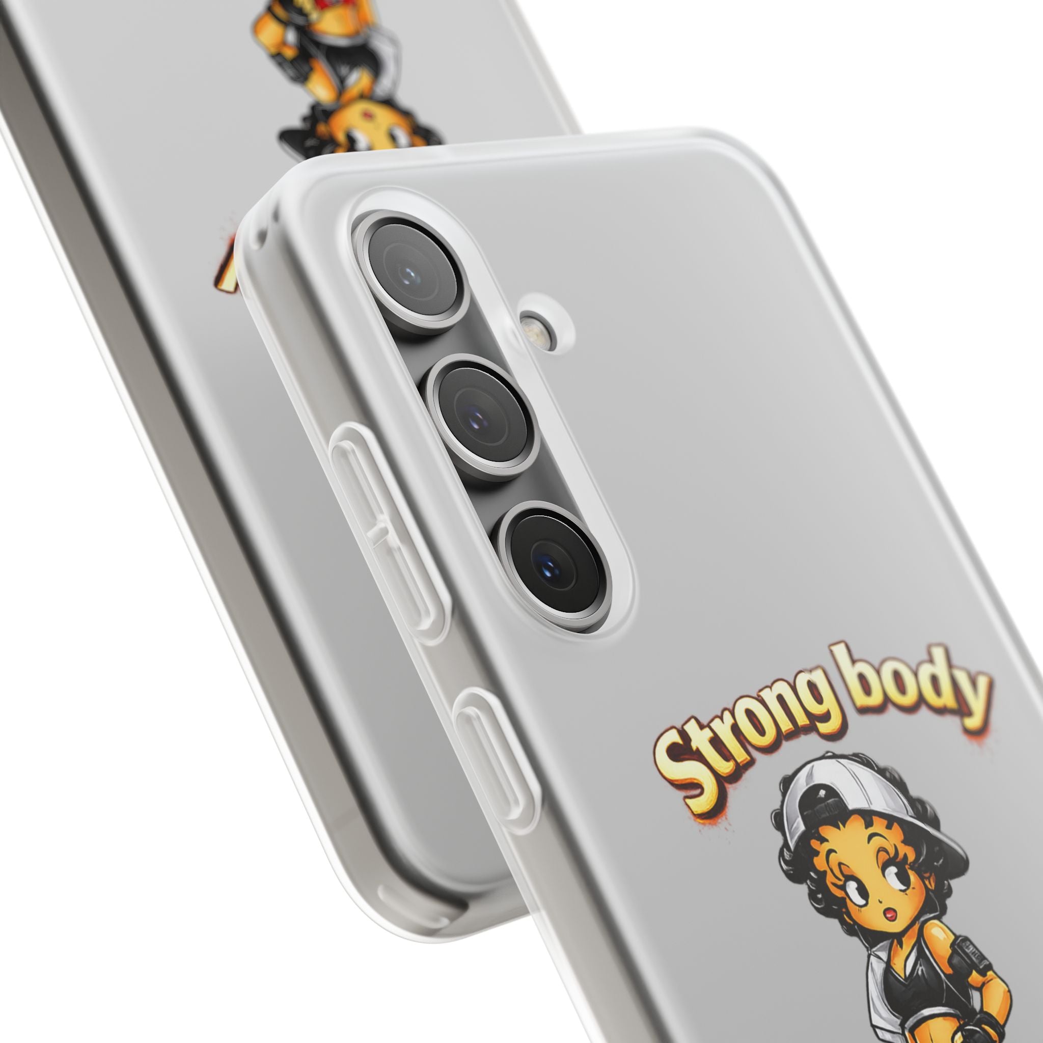 Phone Case — “Strong body, unstoppable mindset” Fitness Cartoon Protective Flexi Case