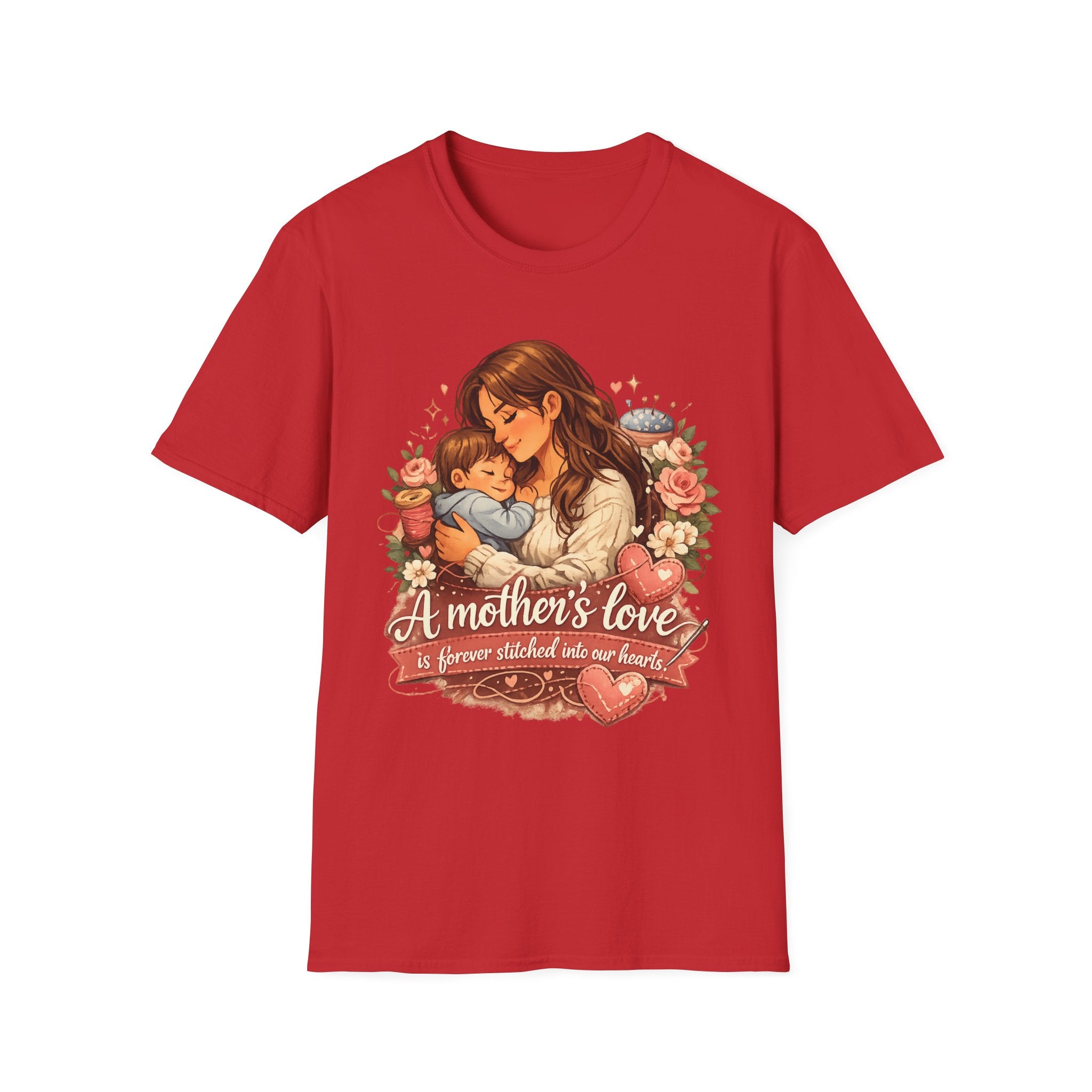 Mother's Love T-Shirt — "A mother's love is forever stitched into our hearts" Floral Mom & Baby Tee for Mother's Day