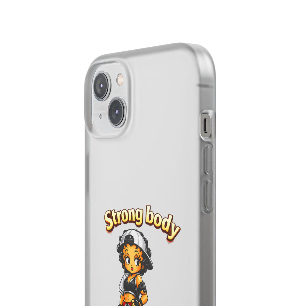 Phone Case — “Strong body, unstoppable mindset” Fitness Cartoon Protective Flexi Case