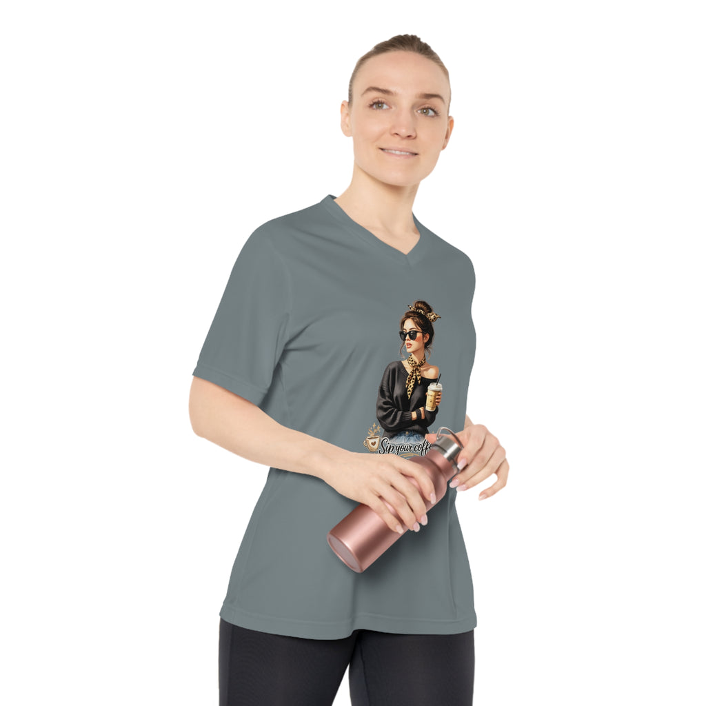 Coffee Queen V-Neck Tee – Sip Your Coffee, Fix Your Crown Motivational Shirt