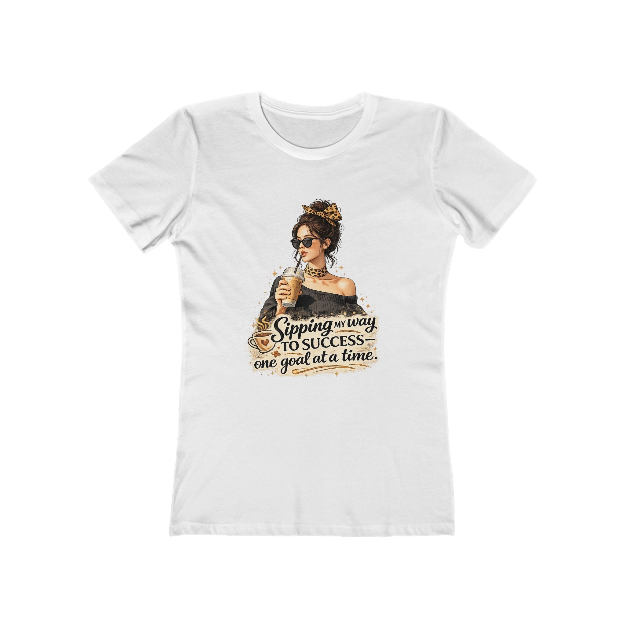Sipping My Way to Success Women’s Tee — 'One Goal at a Time' Coffee Graphic