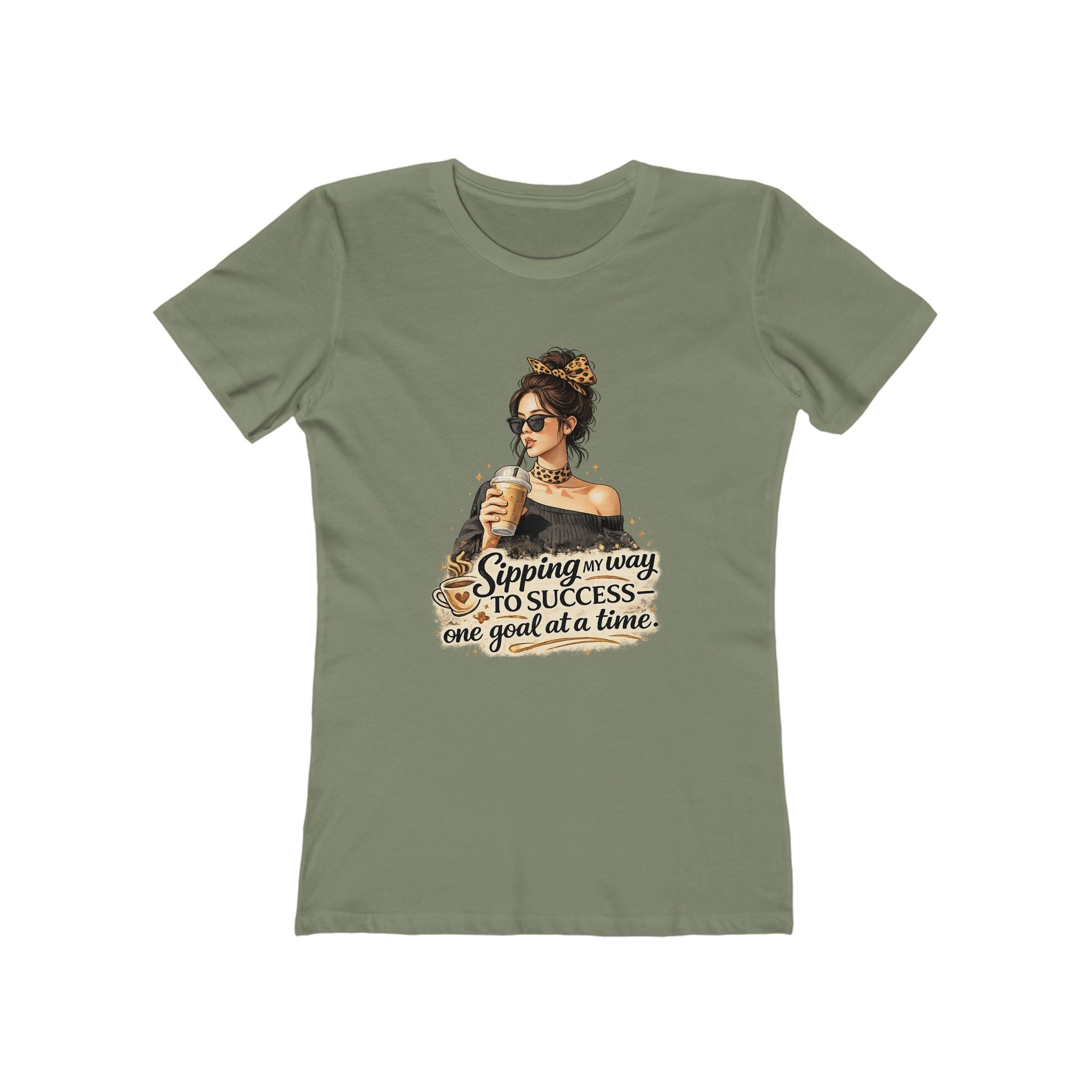 Sipping My Way to Success Women’s Tee — 'One Goal at a Time' Coffee Graphic