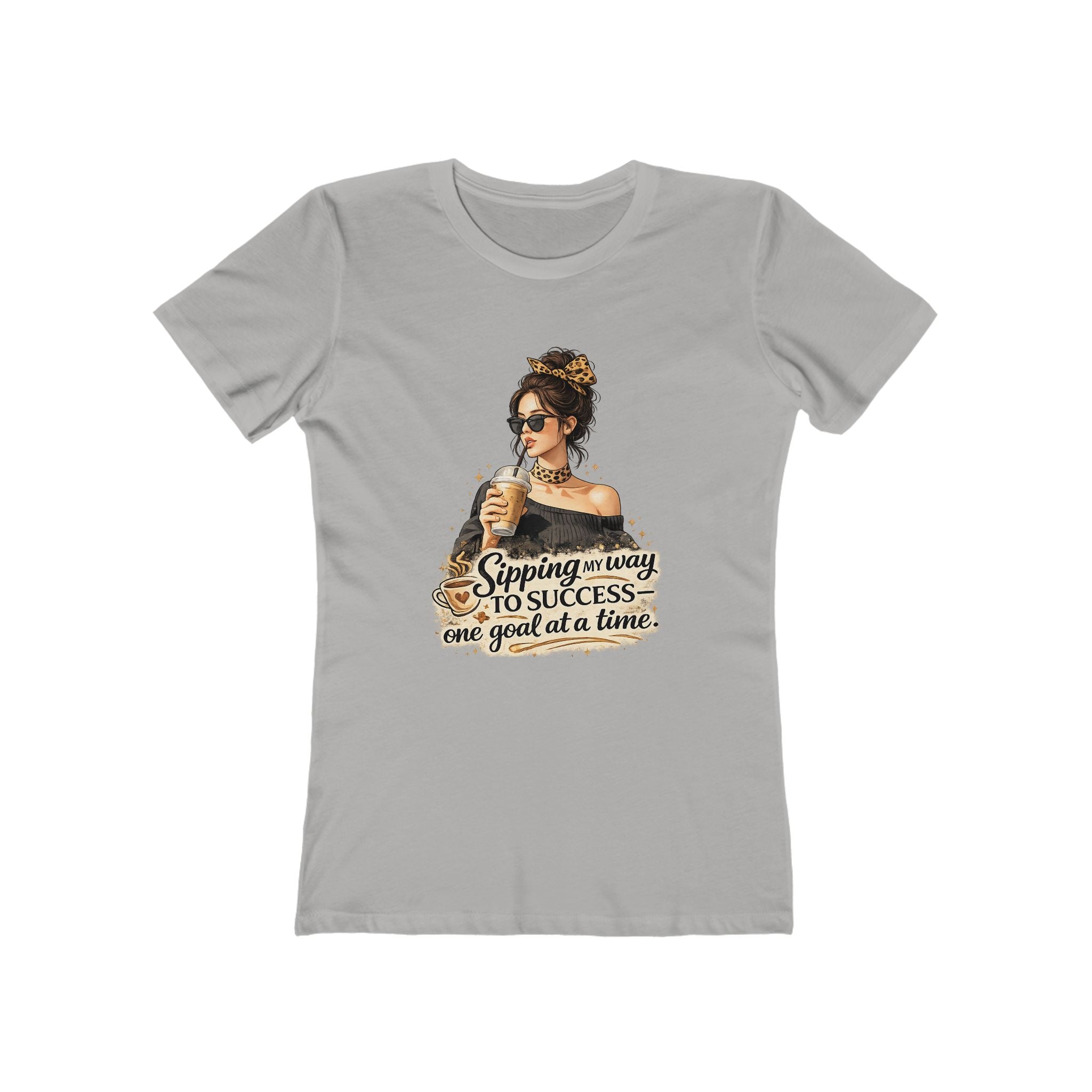 Sipping My Way to Success Women’s Tee — 'One Goal at a Time' Coffee Graphic
