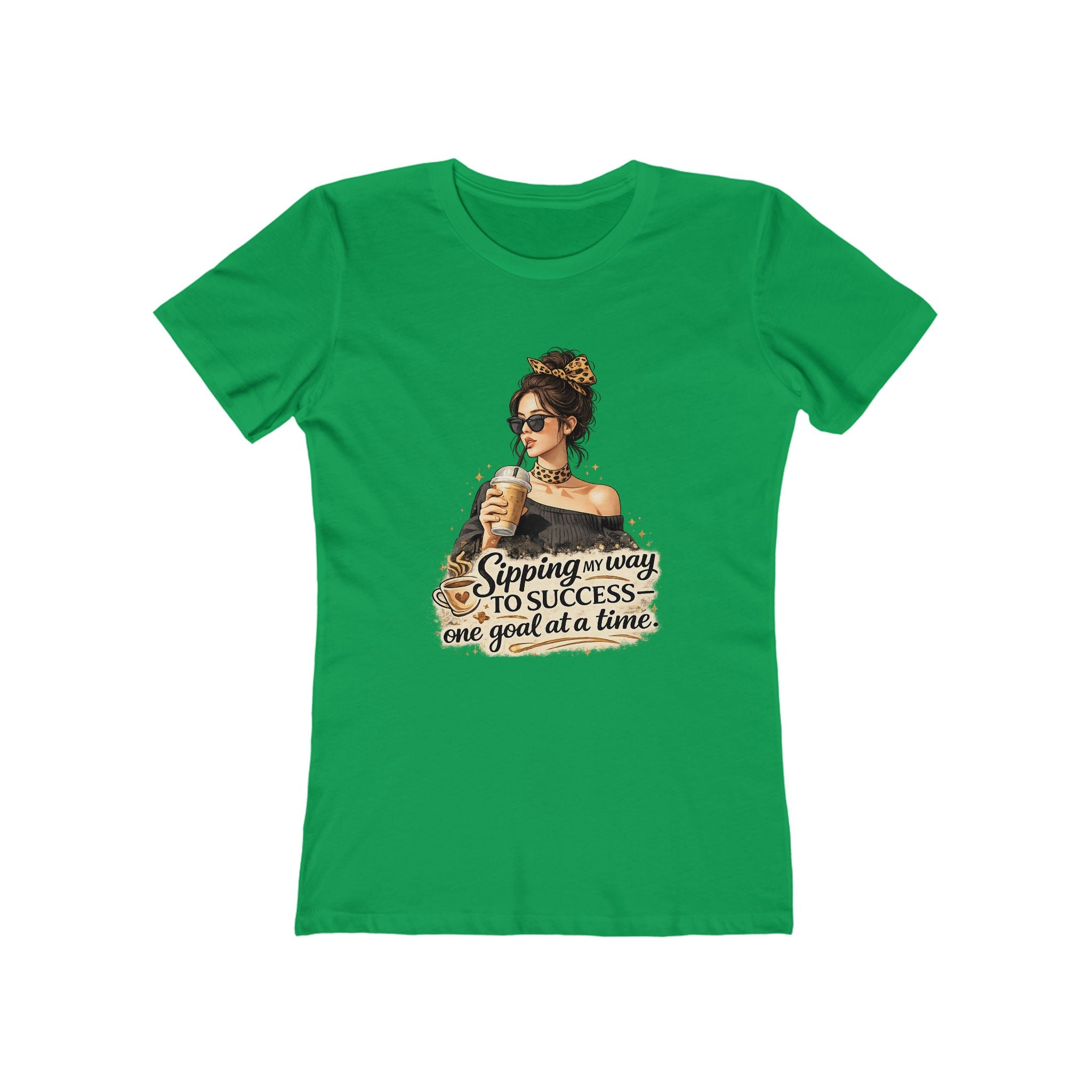 Sipping My Way to Success Women’s Tee — 'One Goal at a Time' Coffee Graphic