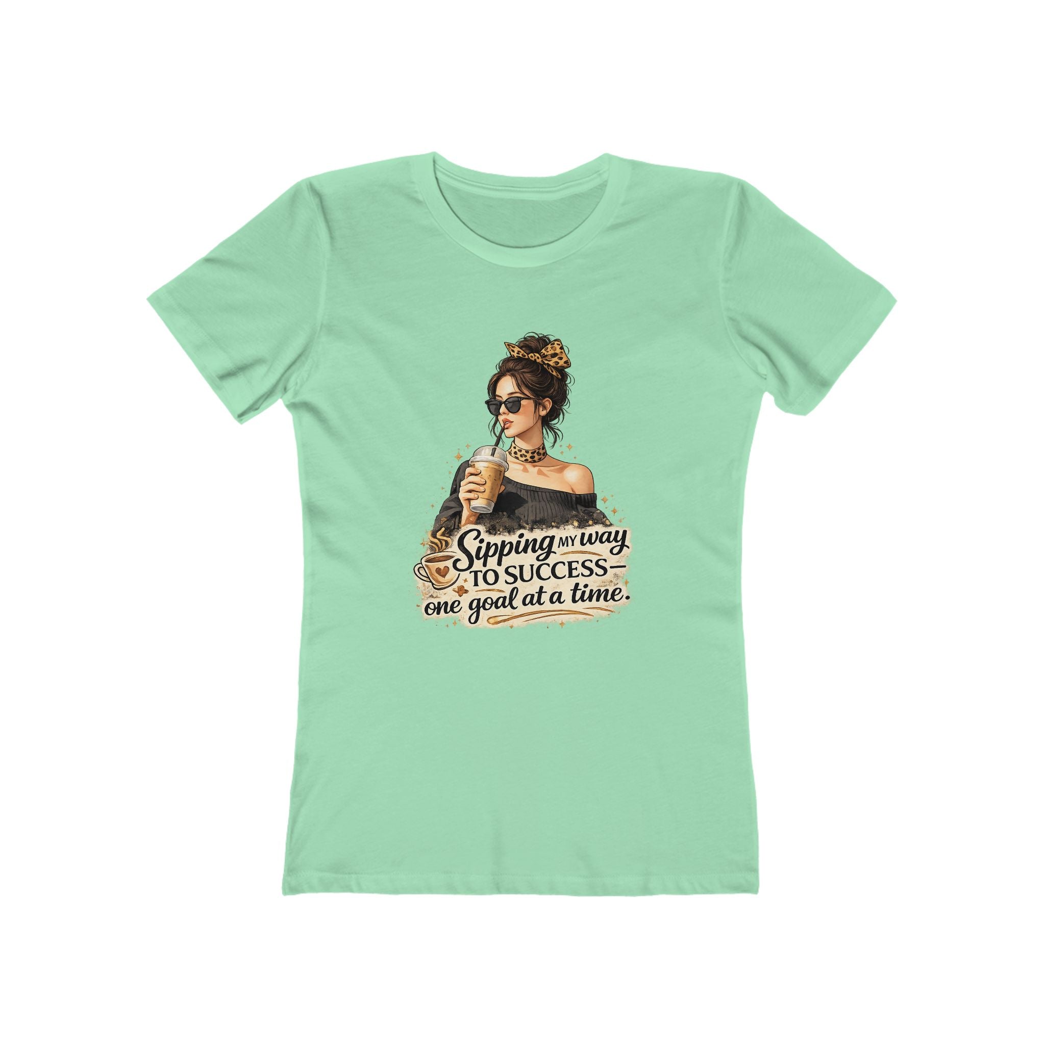 Sipping My Way to Success Women’s Tee — 'One Goal at a Time' Coffee Graphic