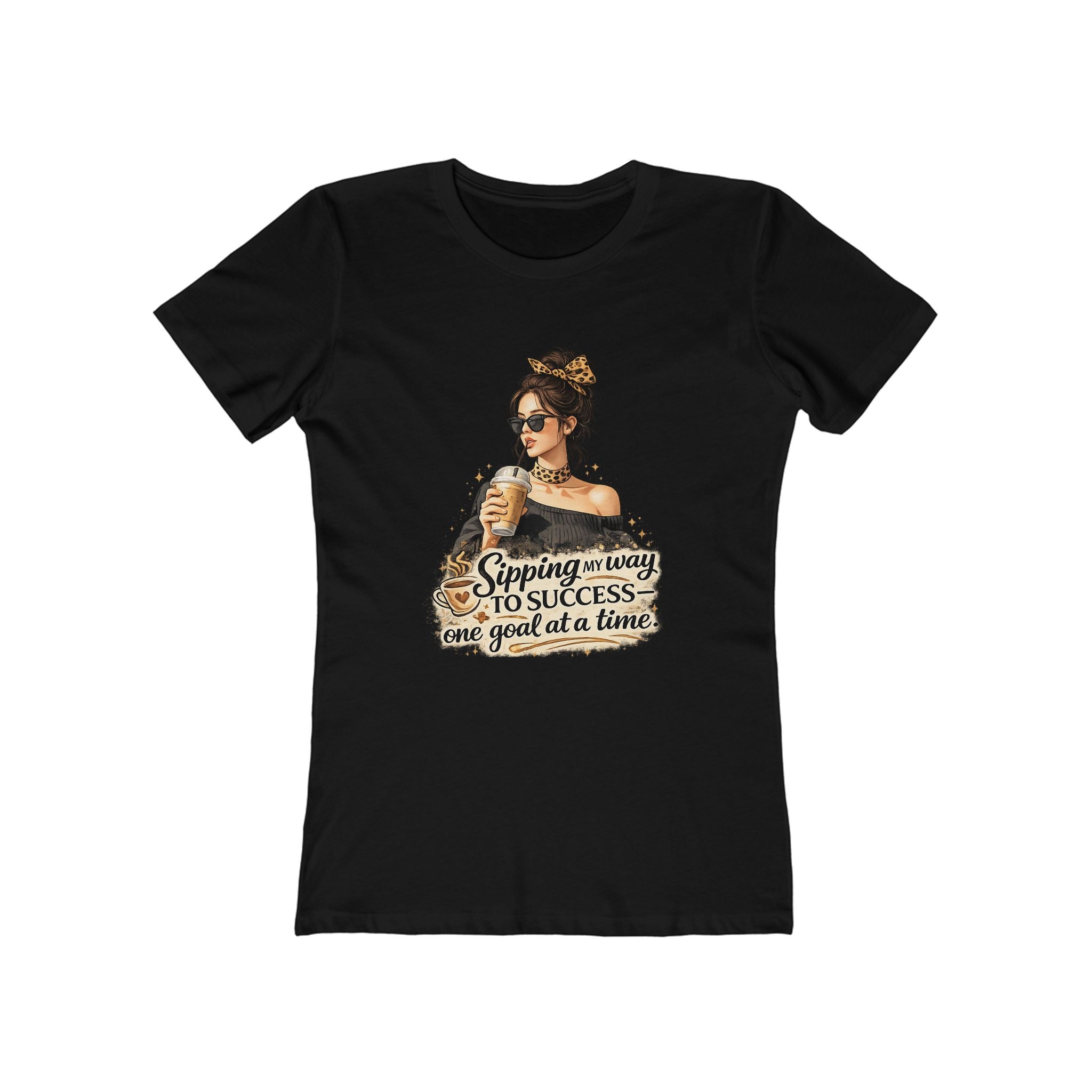 Sipping My Way to Success Women’s Tee — 'One Goal at a Time' Coffee Graphic