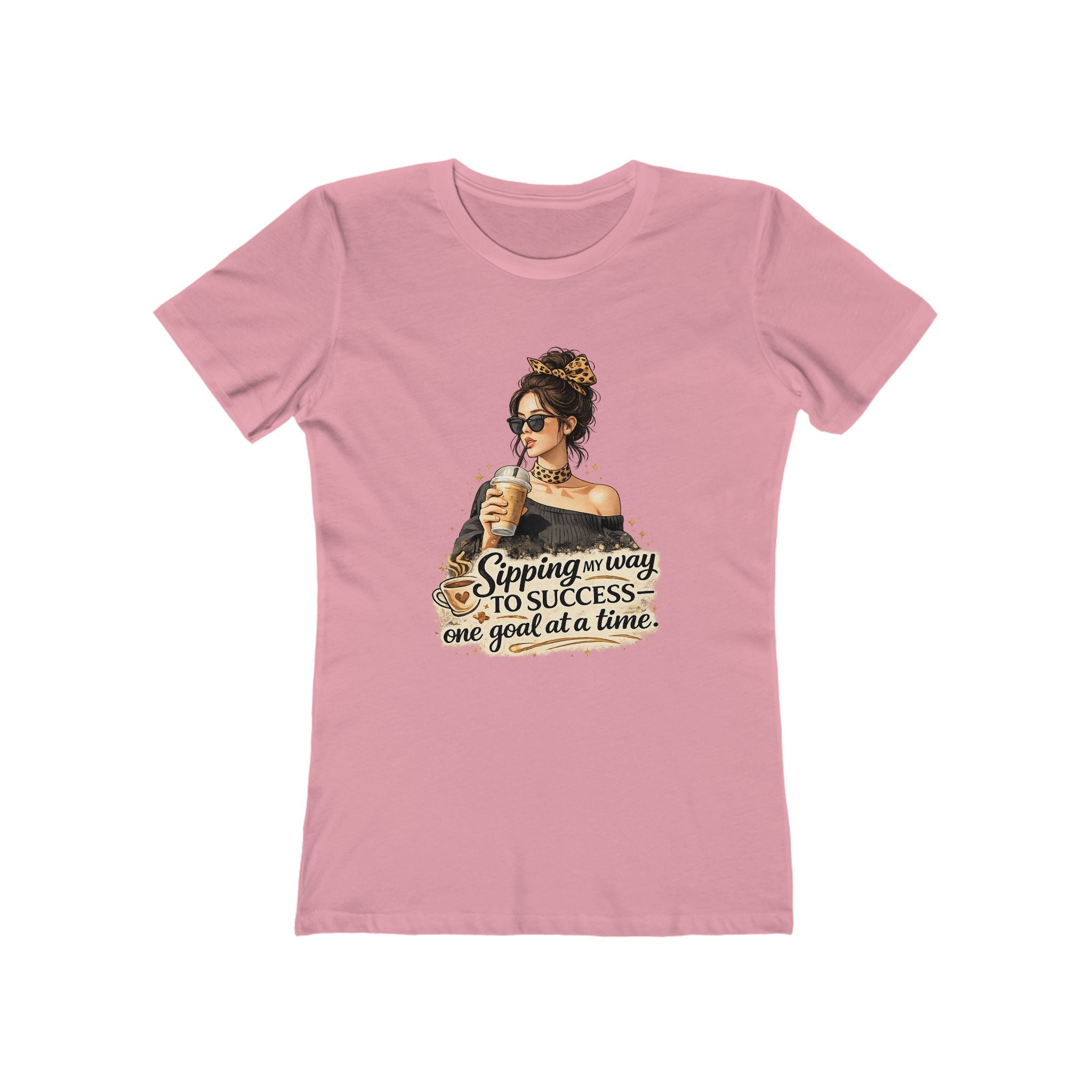 Sipping My Way to Success Women’s Tee — 'One Goal at a Time' Coffee Graphic