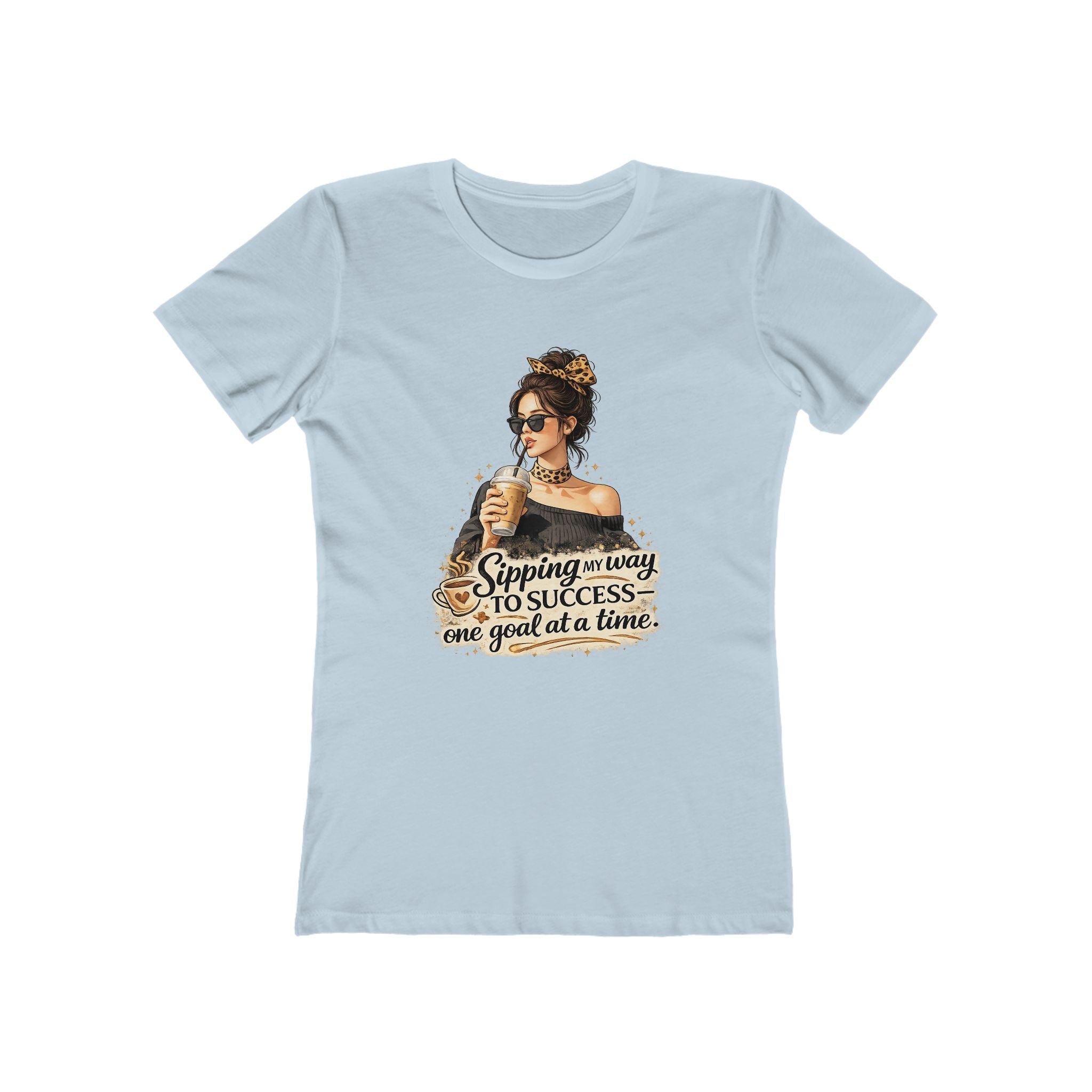 Sipping My Way to Success Women’s Tee — 'One Goal at a Time' Coffee Graphic