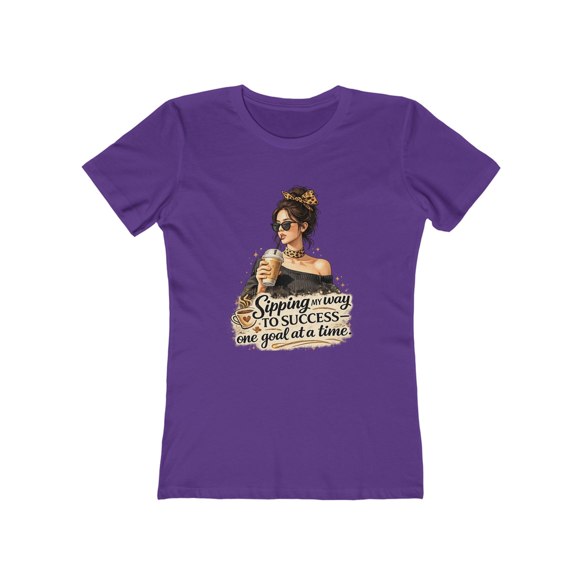 Sipping My Way to Success Women’s Tee — 'One Goal at a Time' Coffee Graphic