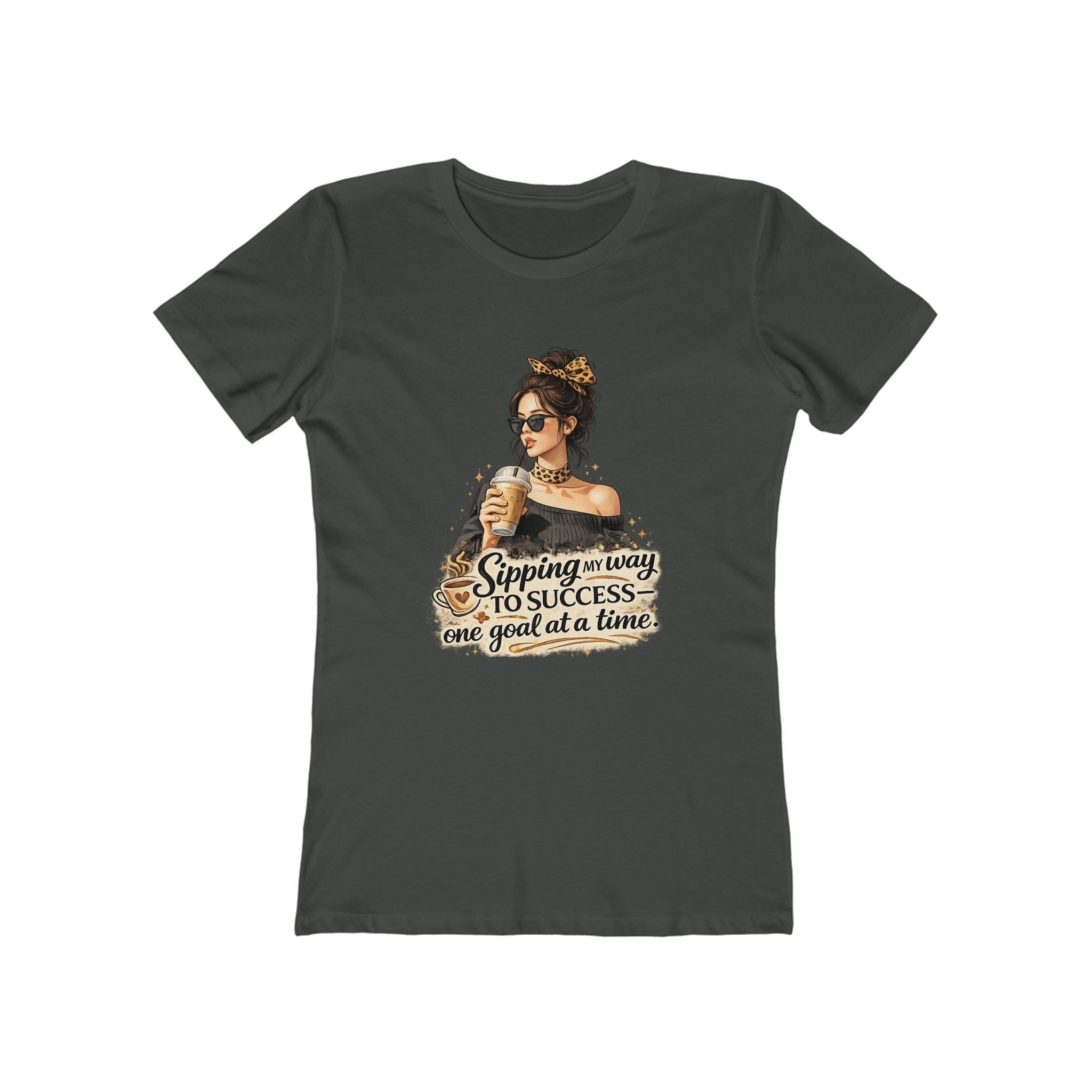 Sipping My Way to Success Women’s Tee — 'One Goal at a Time' Coffee Graphic
