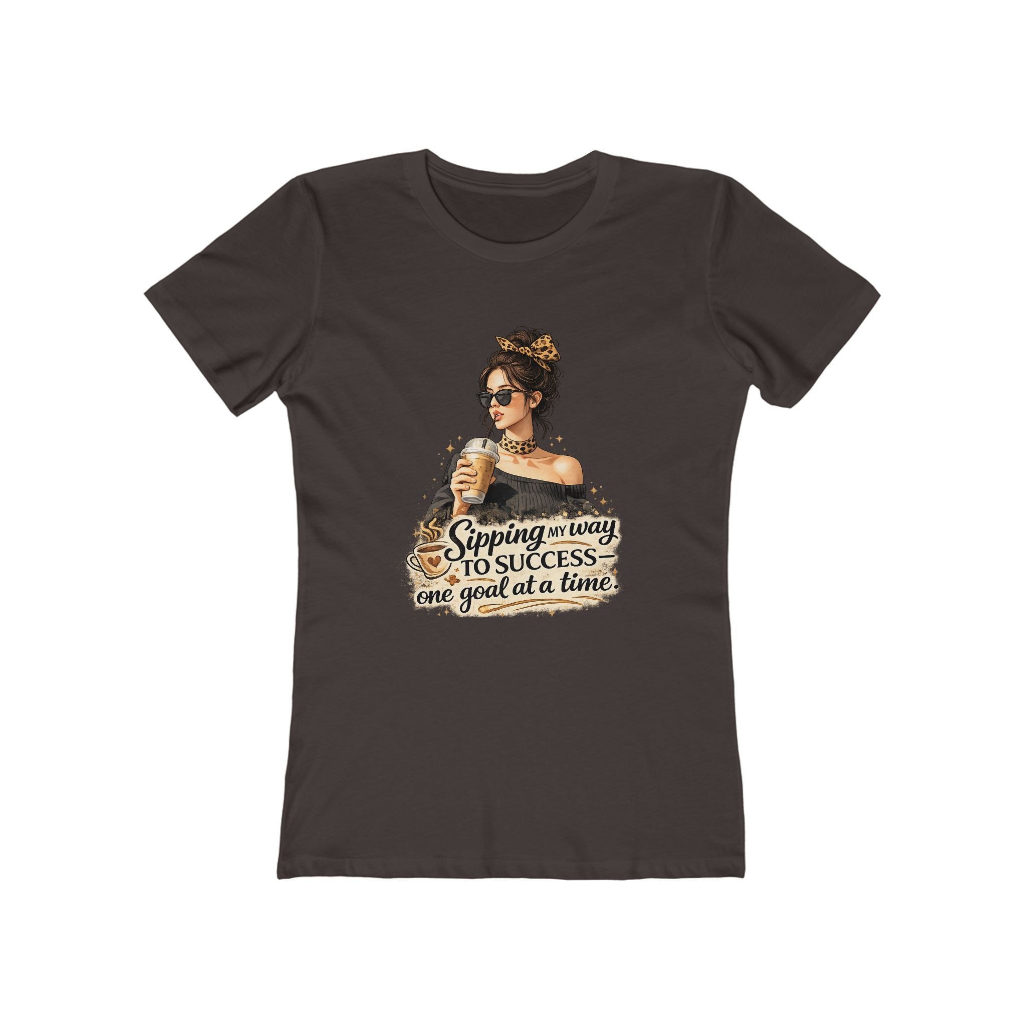 Sipping My Way to Success Women’s Tee — 'One Goal at a Time' Coffee Graphic