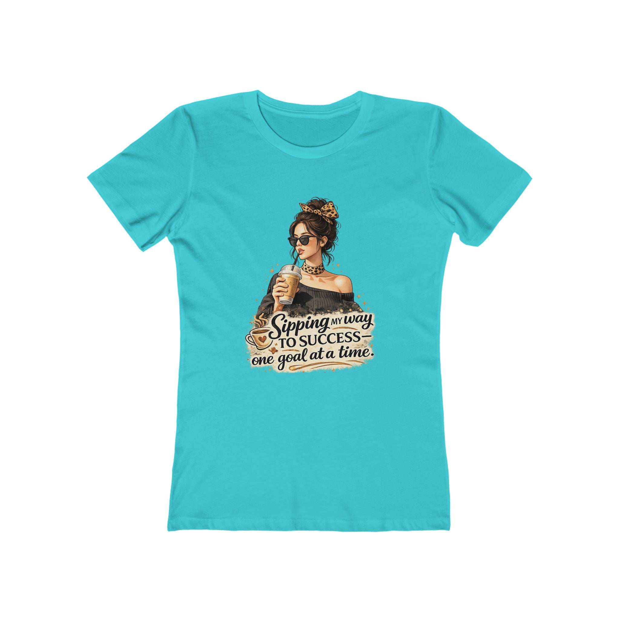 Sipping My Way to Success Women’s Tee — 'One Goal at a Time' Coffee Graphic