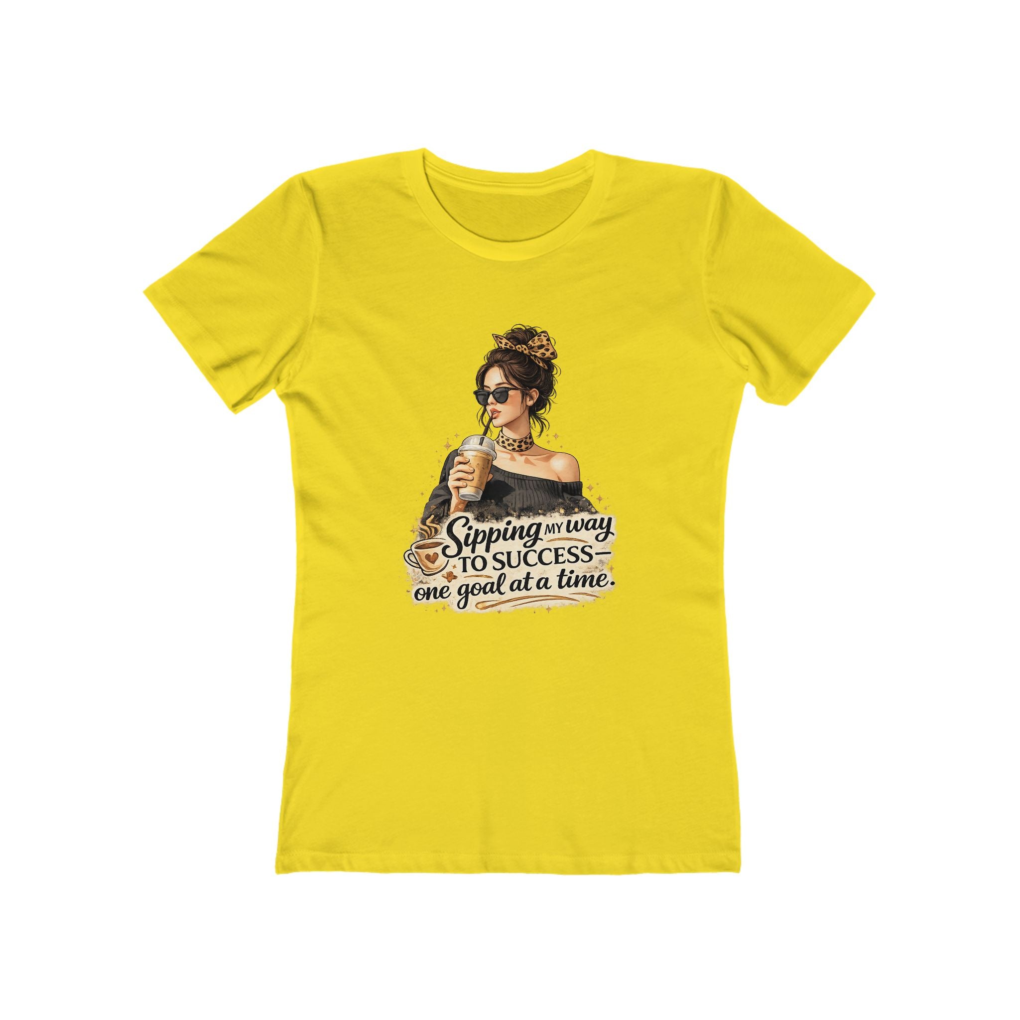 Sipping My Way to Success Women’s Tee — 'One Goal at a Time' Coffee Graphic