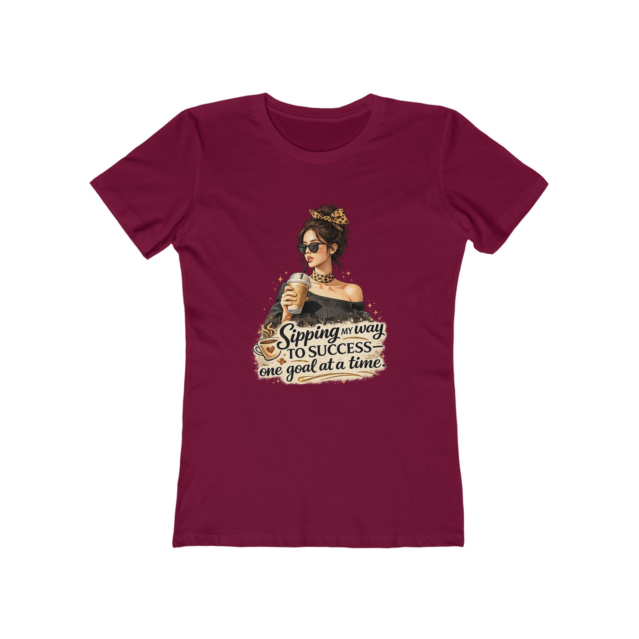 Sipping My Way to Success Women’s Tee — 'One Goal at a Time' Coffee Graphic