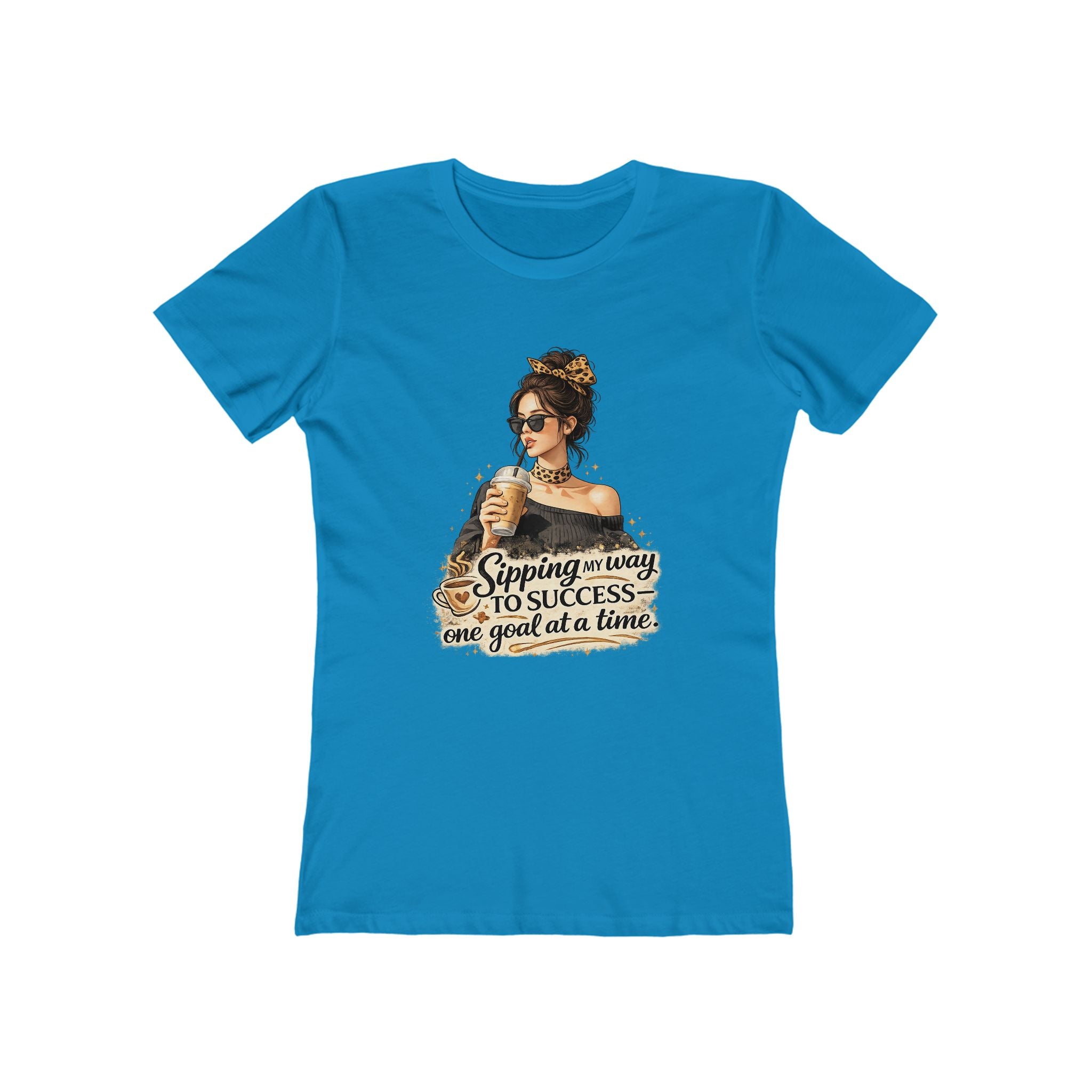Sipping My Way to Success Women’s Tee — 'One Goal at a Time' Coffee Graphic