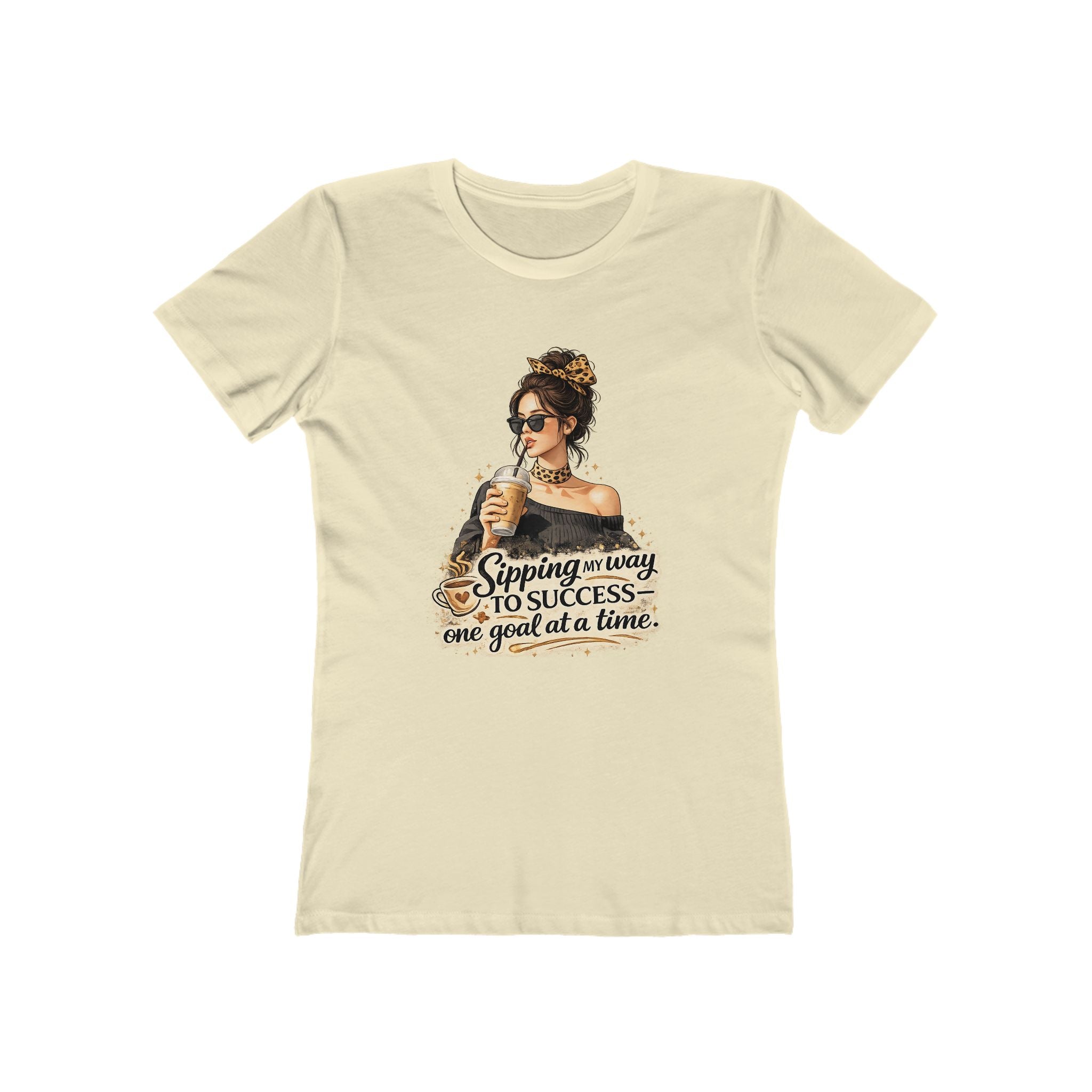 Sipping My Way to Success Women’s Tee — 'One Goal at a Time' Coffee Graphic