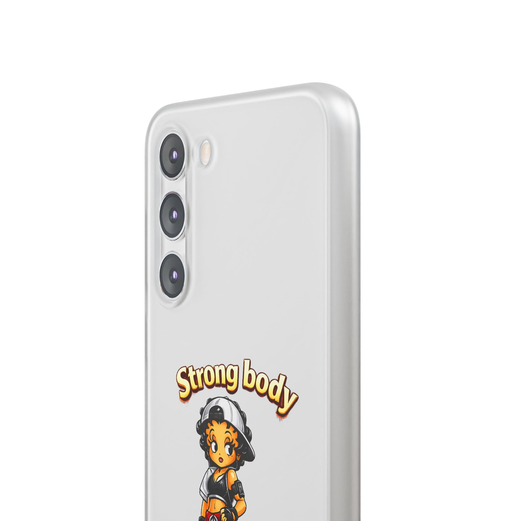 Phone Case — “Strong body, unstoppable mindset” Fitness Cartoon Protective Flexi Case
