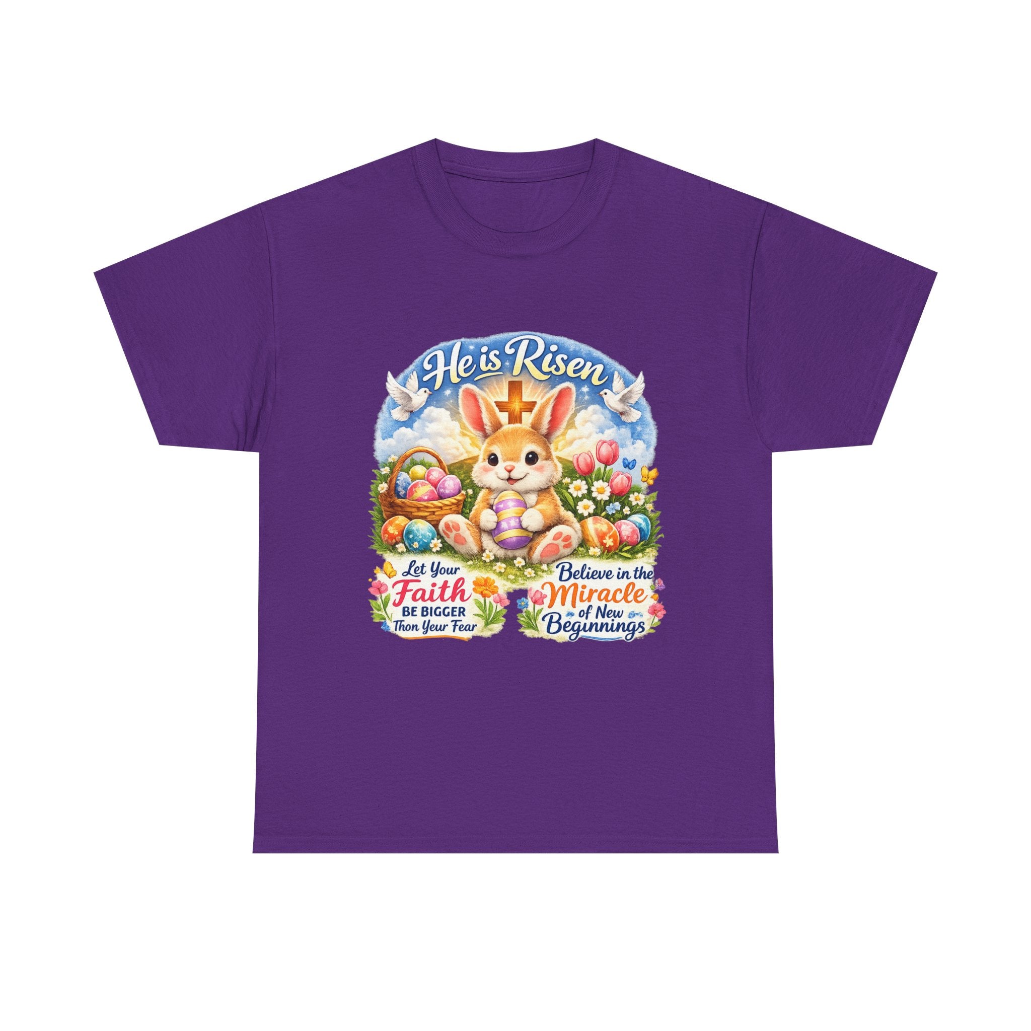 Easter Bunny 'He’s Risen' Graphic Tee — Faith & Miracle Spring T-Shirt