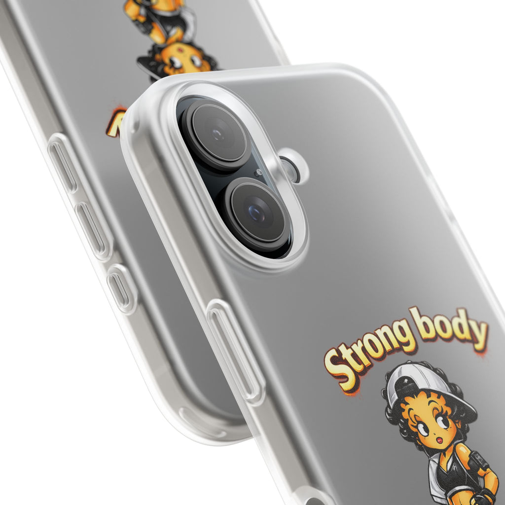 Phone Case — “Strong body, unstoppable mindset” Fitness Cartoon Protective Flexi Case