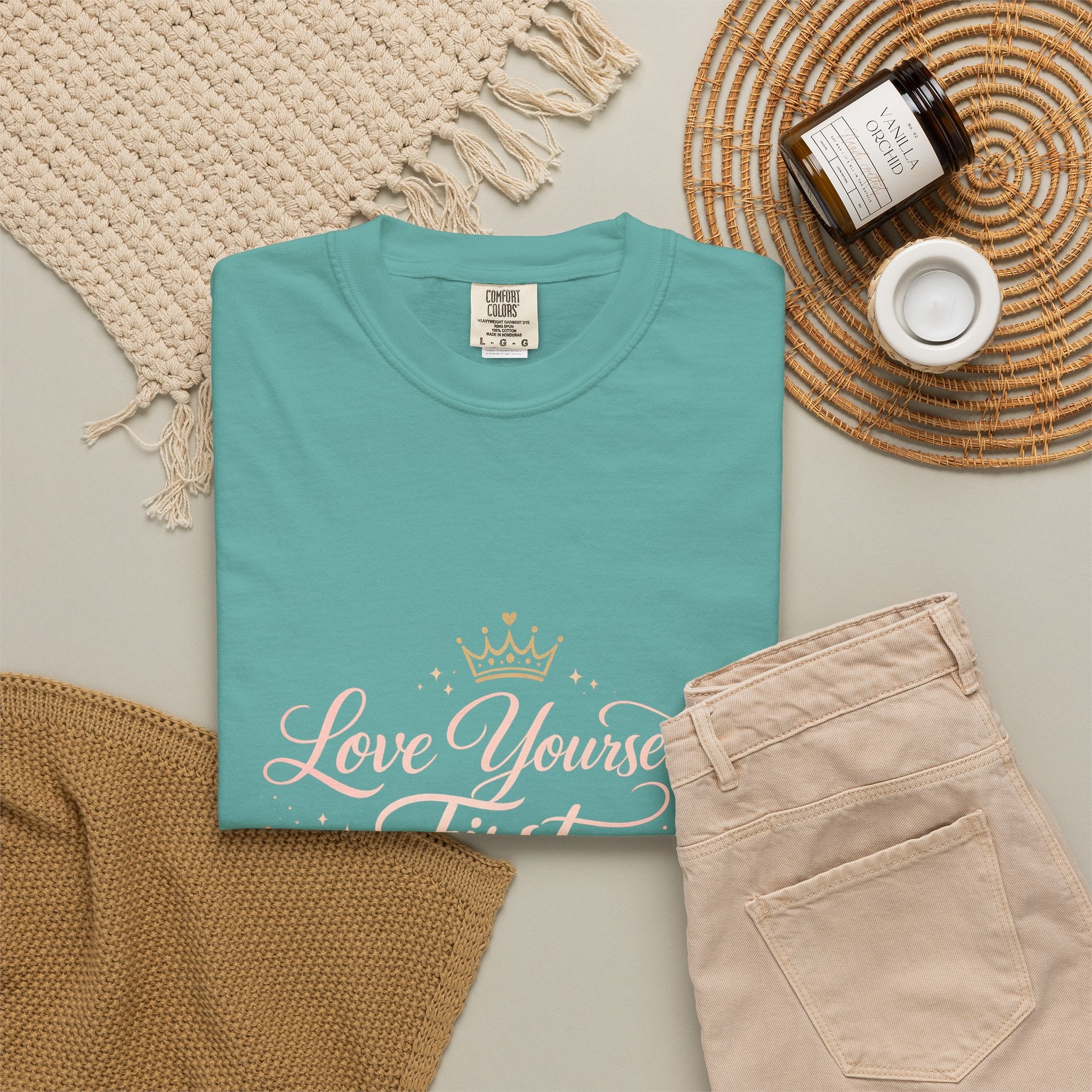 Love Yourself First T-Shirt — Inspirational Floral Self-Care Tee