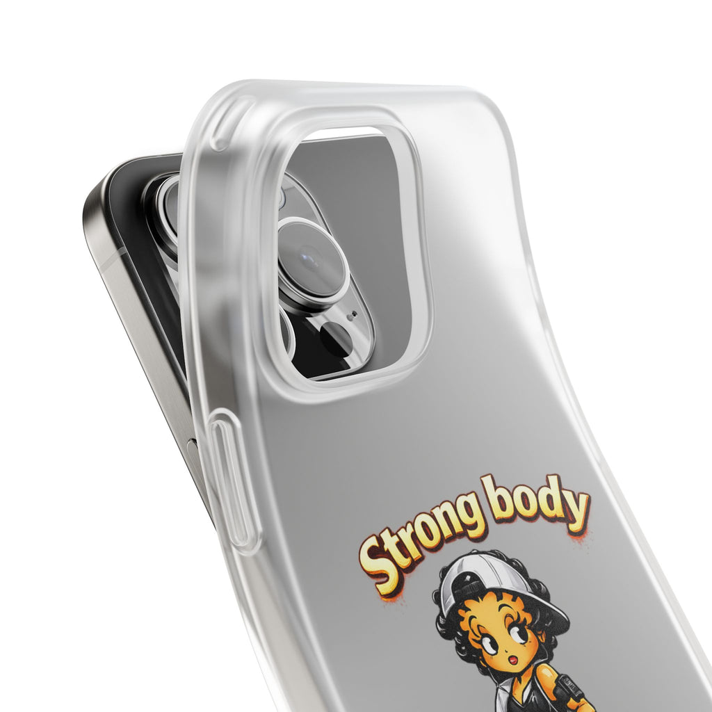 Phone Case — “Strong body, unstoppable mindset” Fitness Cartoon Protective Flexi Case