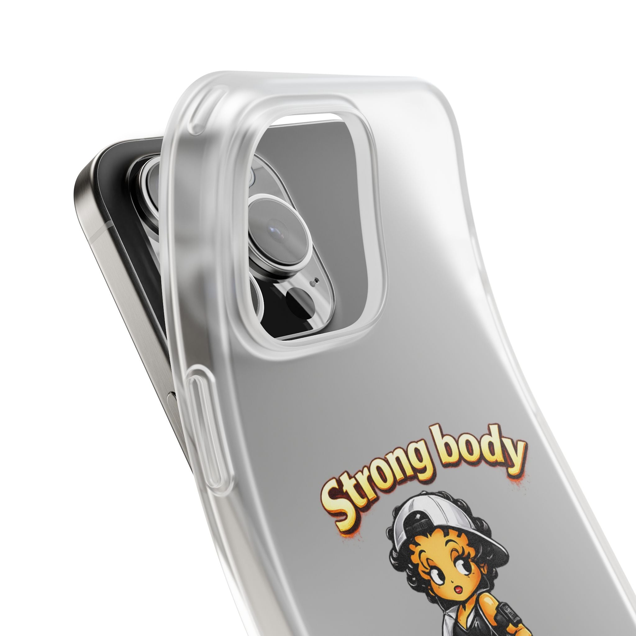 Phone Case — “Strong body, unstoppable mindset” Fitness Cartoon Protective Flexi Case