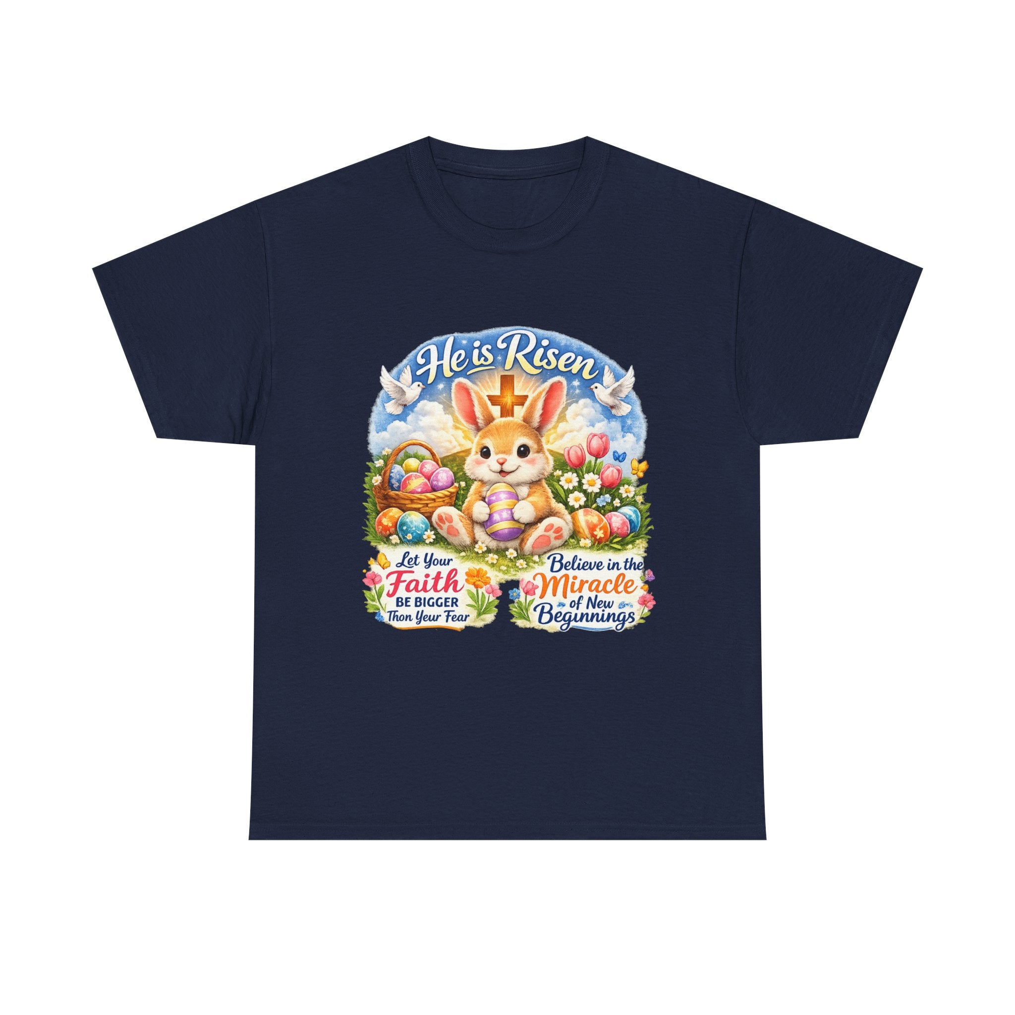Easter Bunny 'He’s Risen' Graphic Tee — Faith & Miracle Spring T-Shirt