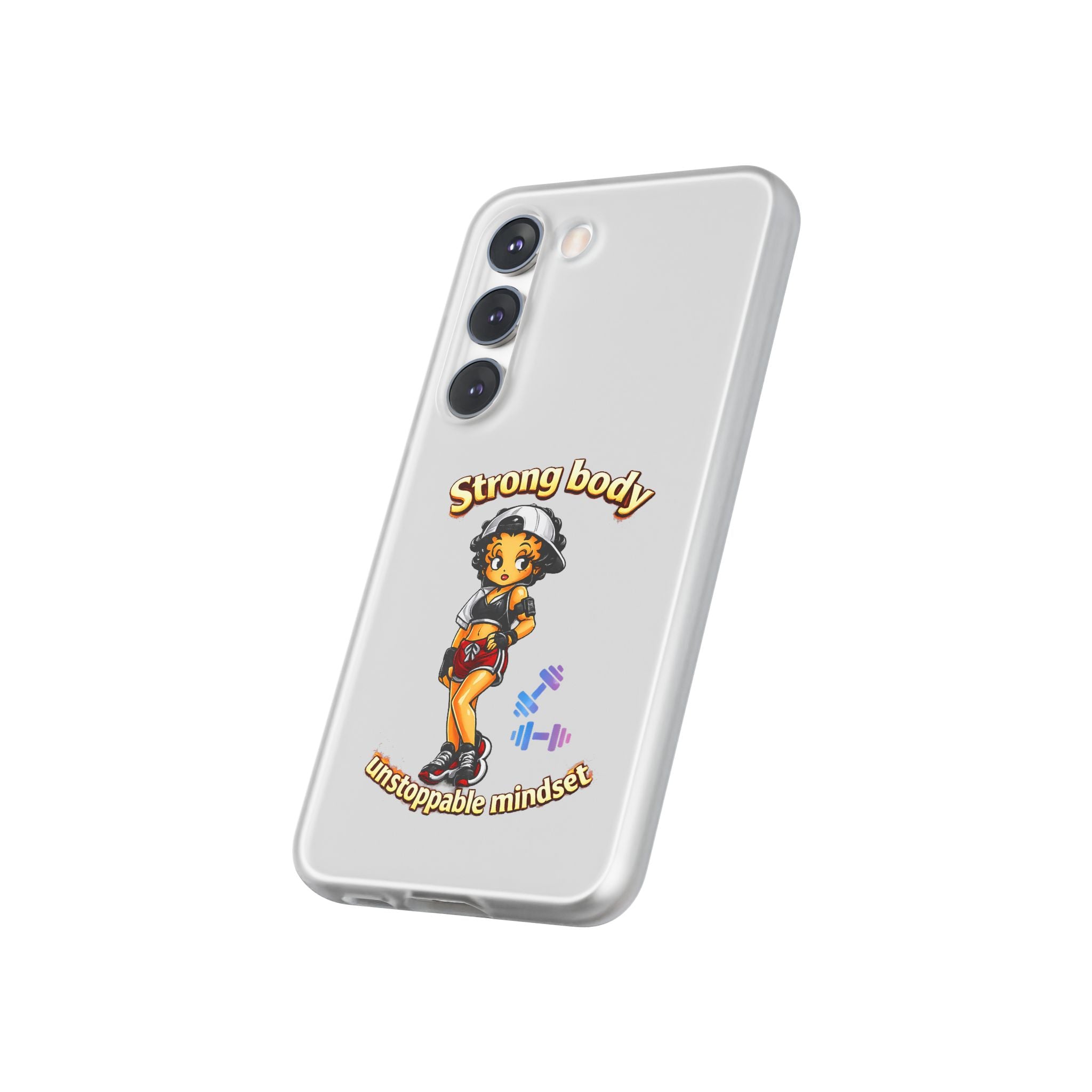Phone Case — “Strong body, unstoppable mindset” Fitness Cartoon Protective Flexi Case