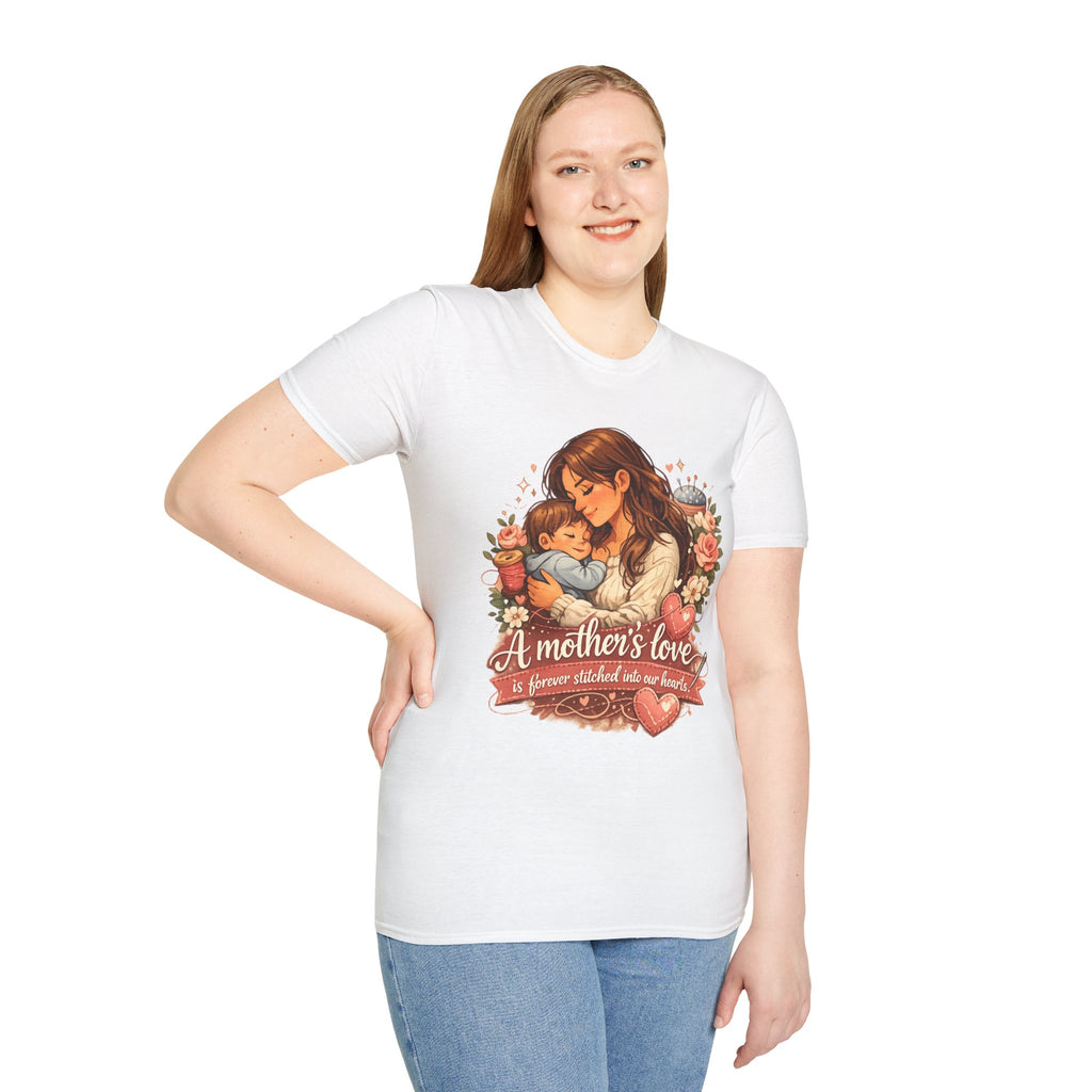 Mother's Love T-Shirt — "A mother's love is forever stitched into our hearts" Floral Mom & Baby Tee for Mother's Day