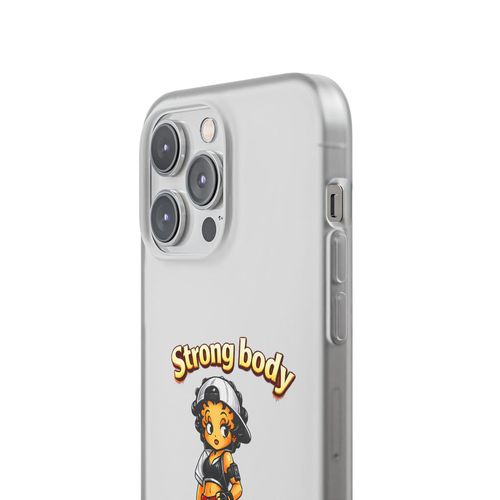 Phone Case — “Strong body, unstoppable mindset” Fitness Cartoon Protective Flexi Case