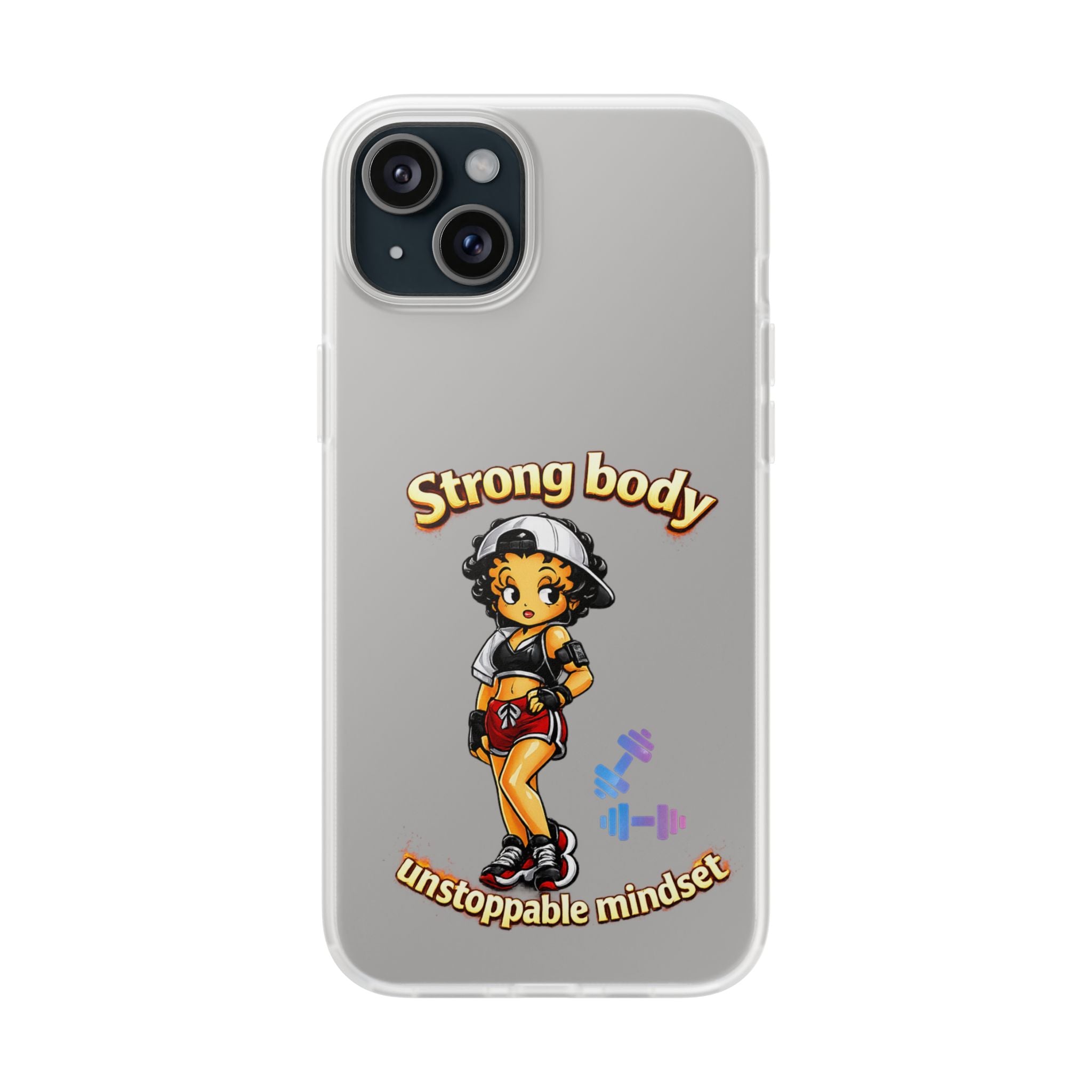 Phone Case — “Strong body, unstoppable mindset” Fitness Cartoon Protective Flexi Case