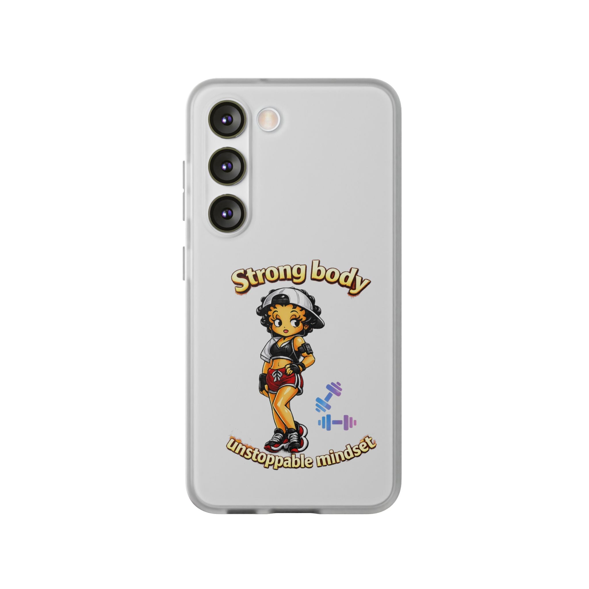 Phone Case — “Strong body, unstoppable mindset” Fitness Cartoon Protective Flexi Case