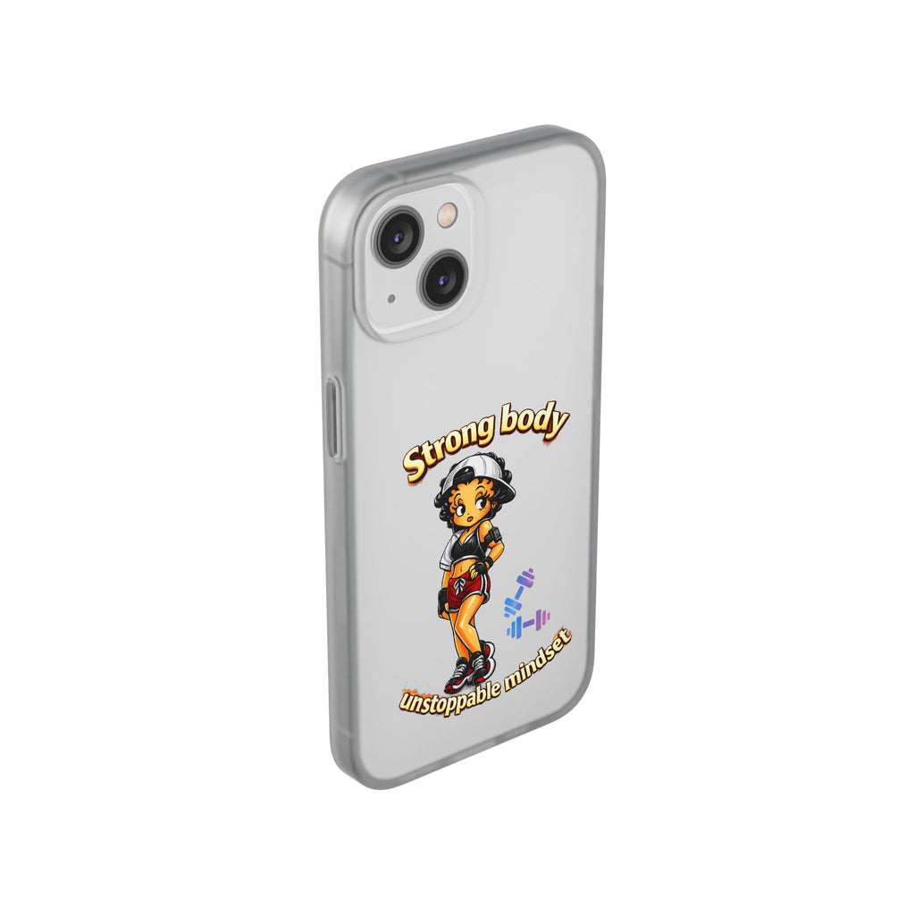 Phone Case — “Strong body, unstoppable mindset” Fitness Cartoon Protective Flexi Case