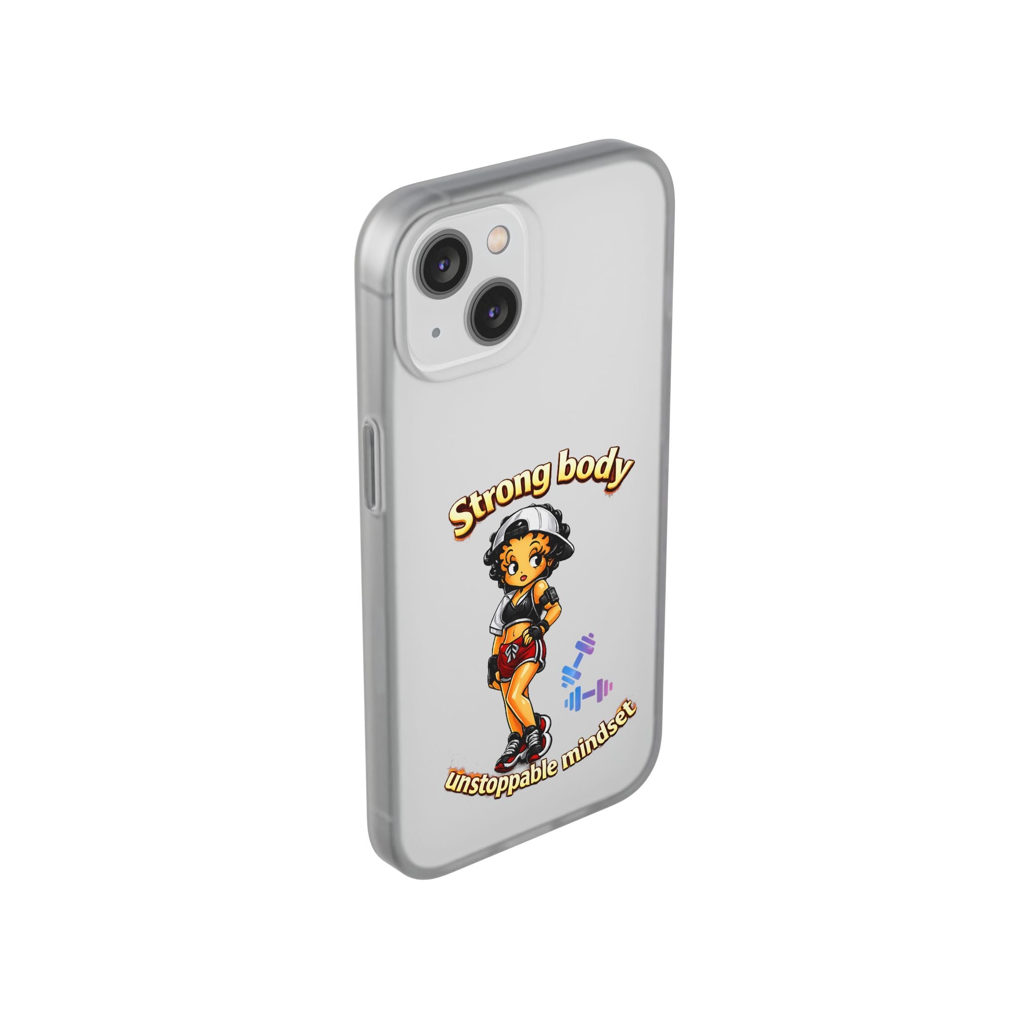 Phone Case — “Strong body, unstoppable mindset” Fitness Cartoon Protective Flexi Case